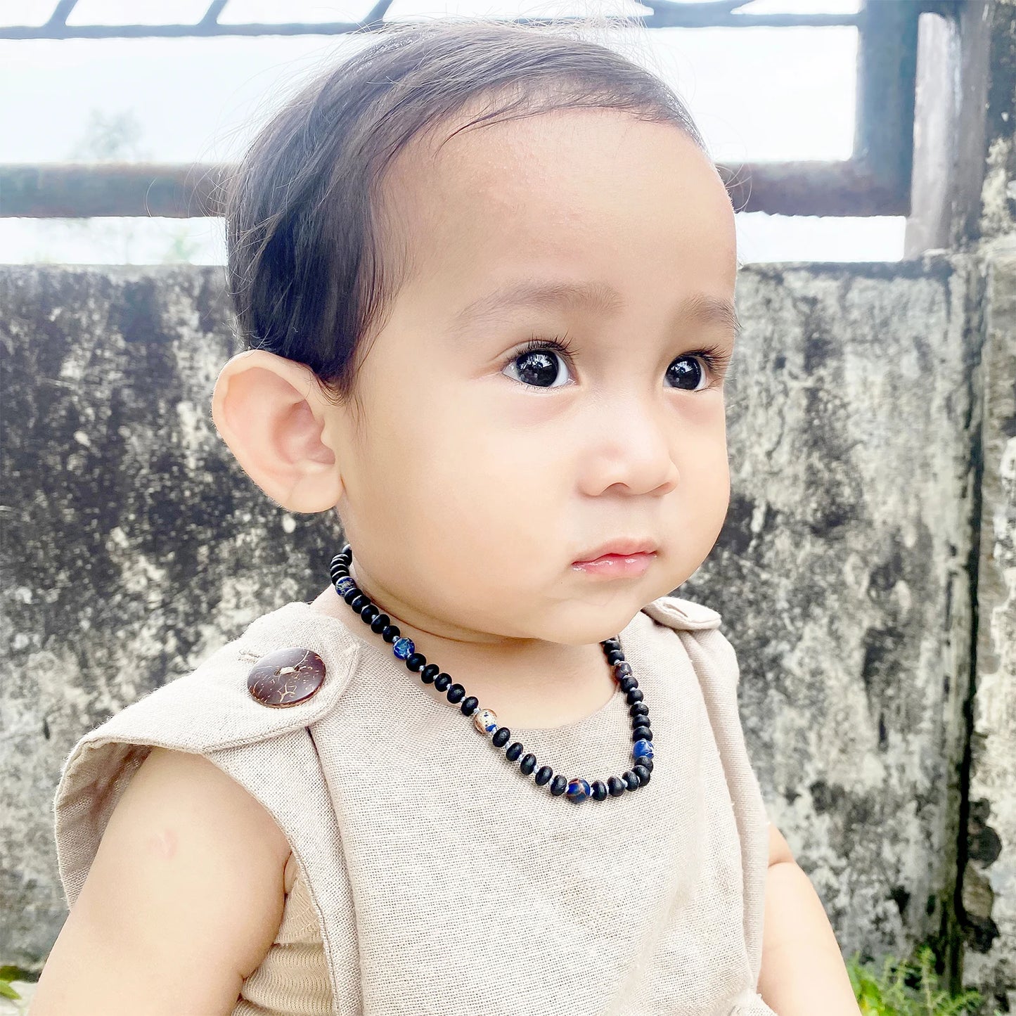 KALUNG BAYI AMBER DENGAN DEEP BLUE IMPERIAL JASPER. LE572