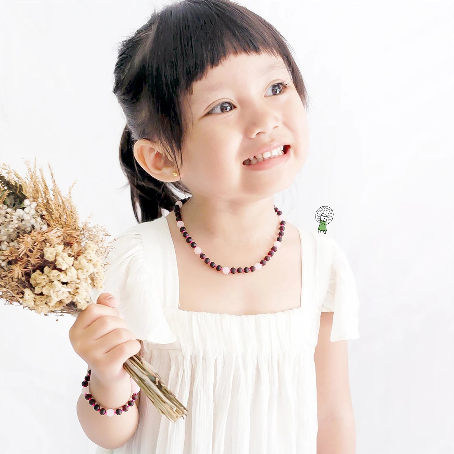 SET BAYI AMBER DENGAN ROSE QUARTZ. LE549
