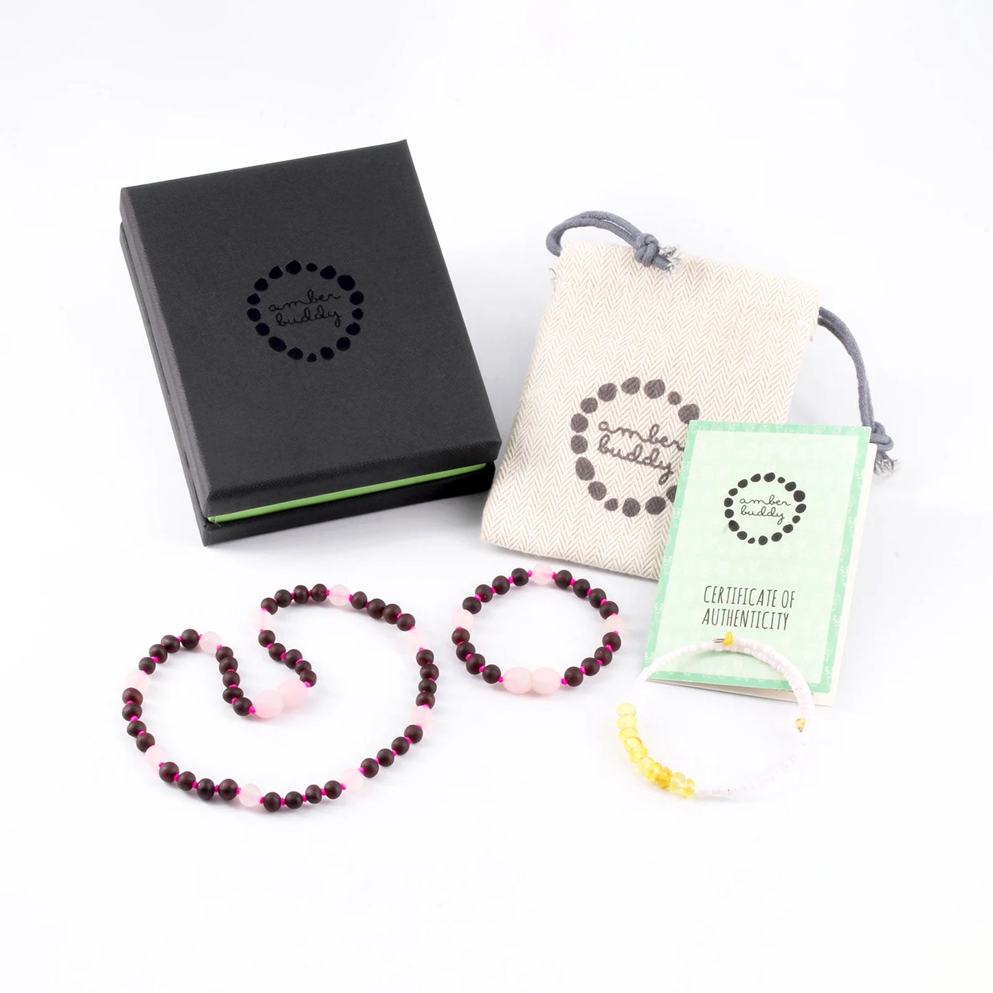 SET BAYI AMBER DENGAN ROSE QUARTZ. LE549