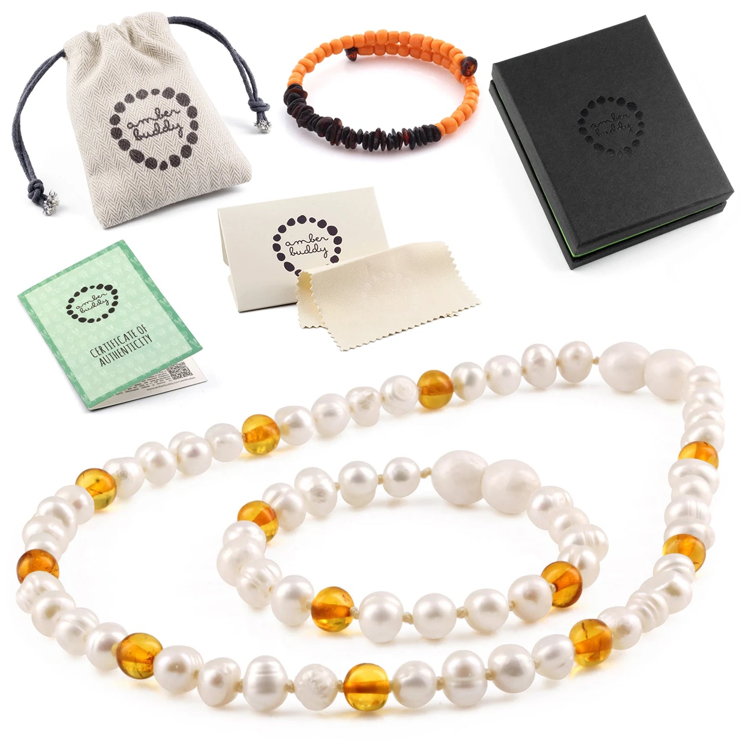 SET BAYI MUTIARA DENGAN BALTIC AMBER. P2