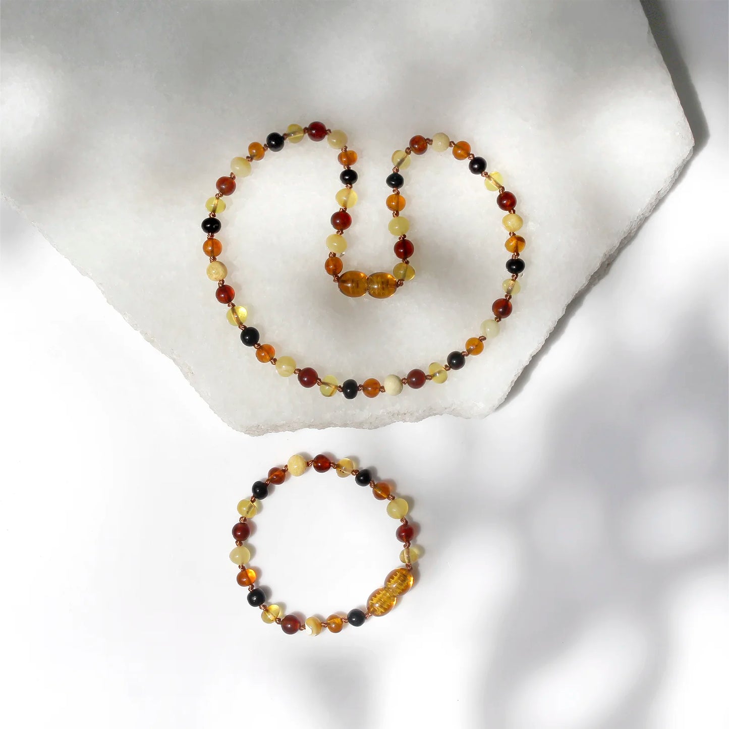 KALUNG & GELANG AMBER BAYI MULTICOLOUR GLOSSY 32CM & 14CM. 5X4MM