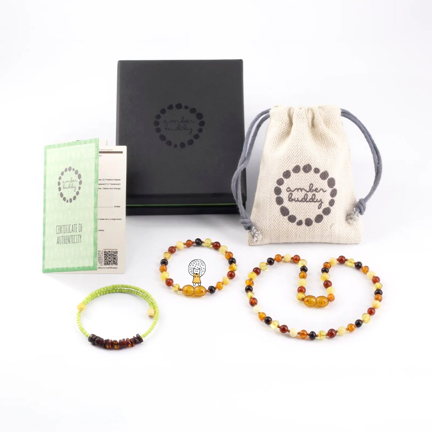 KALUNG & GELANG AMBER BAYI MULTICOLOUR GLOSSY 32CM & 14CM. 5X4MM