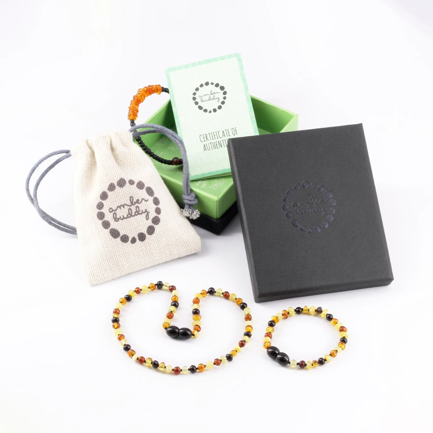 KALUNG & GELANG AMBER BAYI MULTICOLOUR GLOSSY 32CM & 14CM. 5X4MM