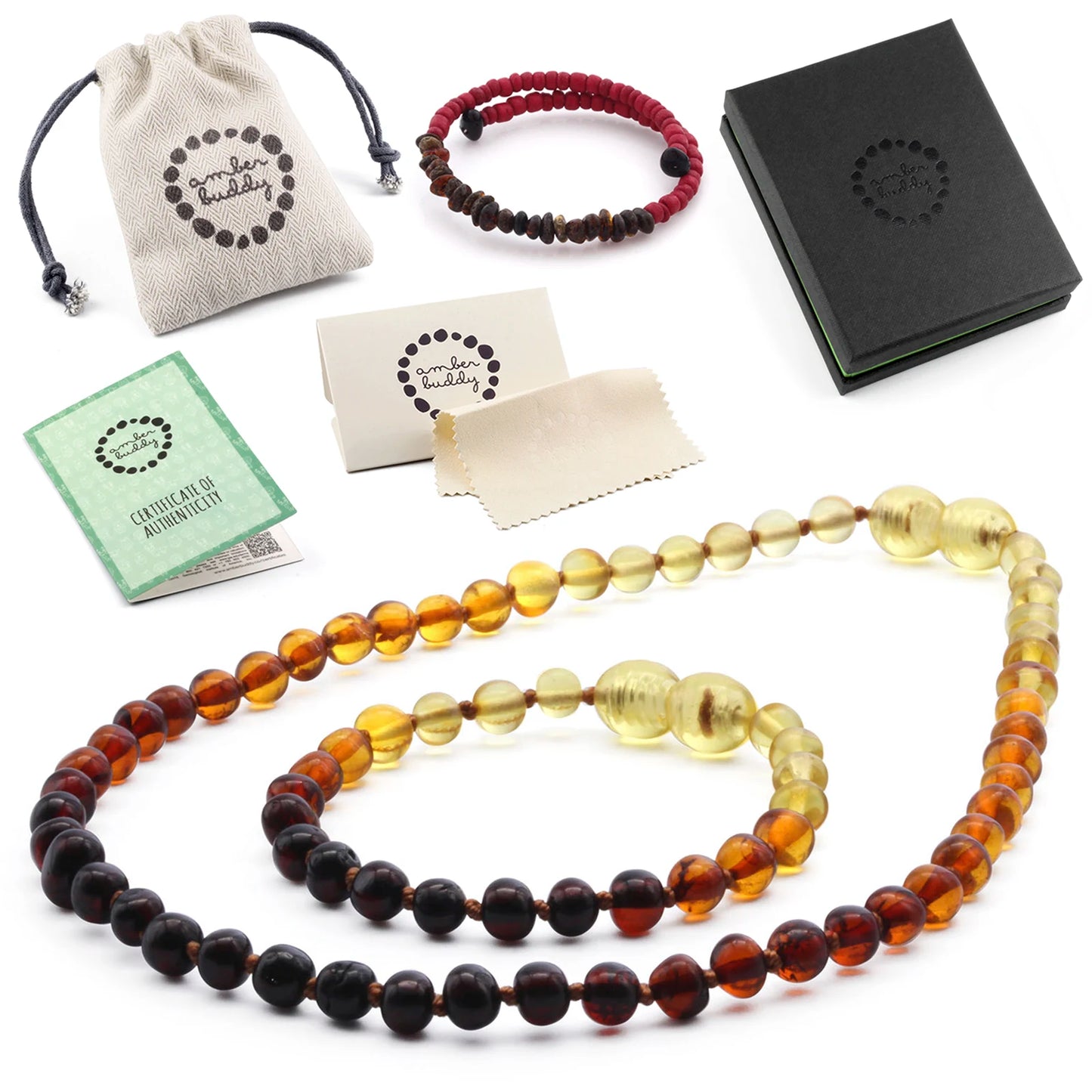 KALUNG & GELANG AMBER BAYI RAINBOW GLOSSY 32CM & 14CM. 5X4MM