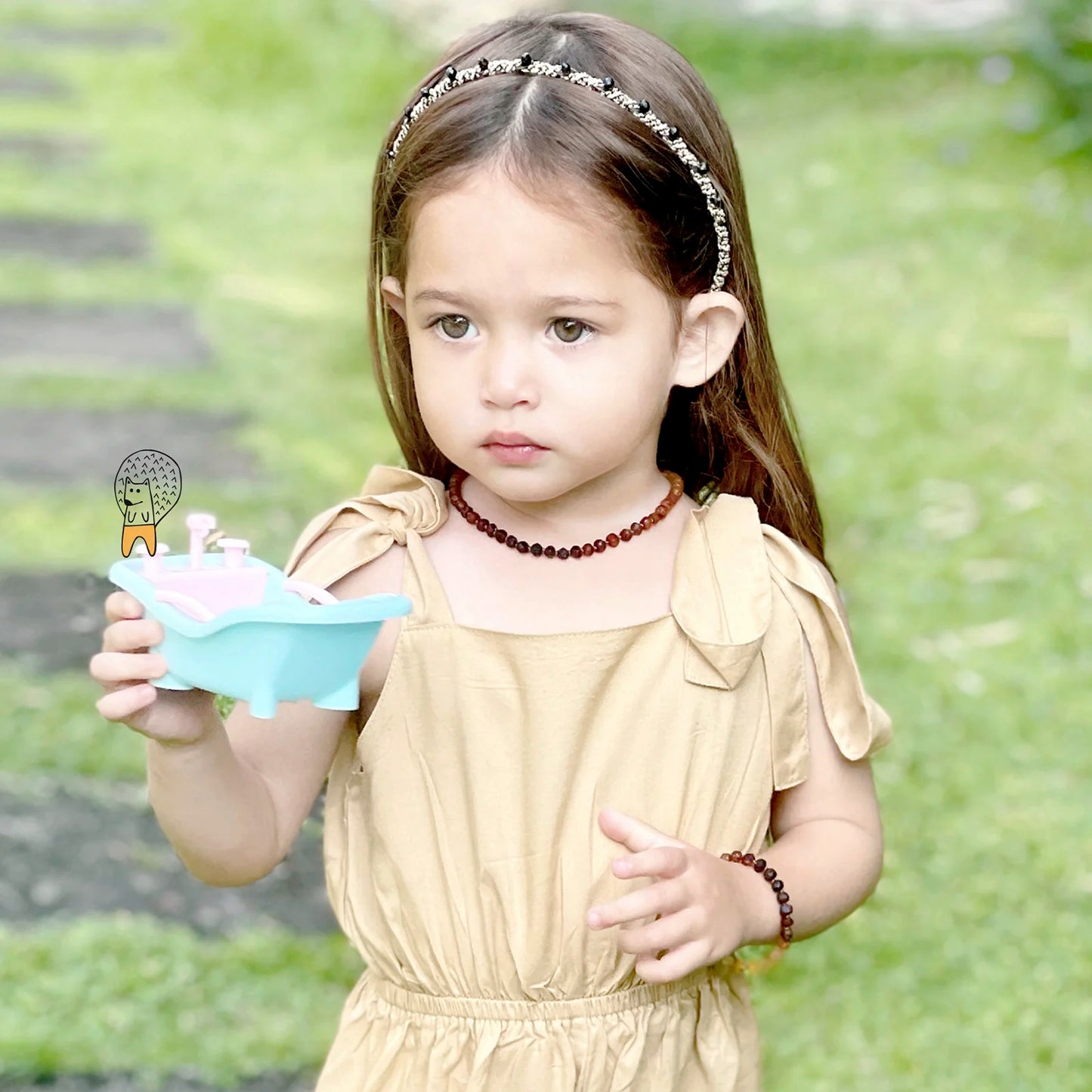 KALUNG & GELANG AMBER UNTUK BAYI TUMBUH GIGI XB55R1-RAW