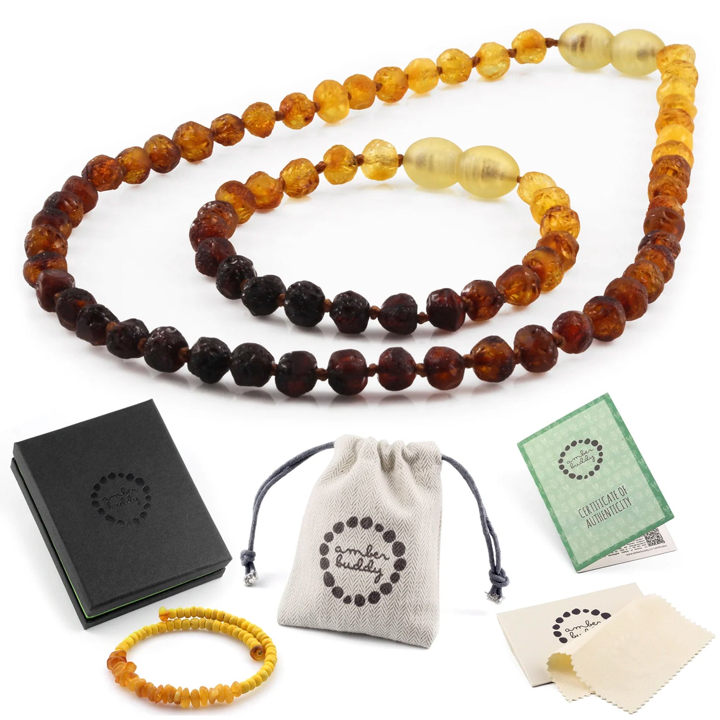KALUNG & GELANG AMBER UNTUK BAYI TUMBUH GIGI XB55R1-RAW