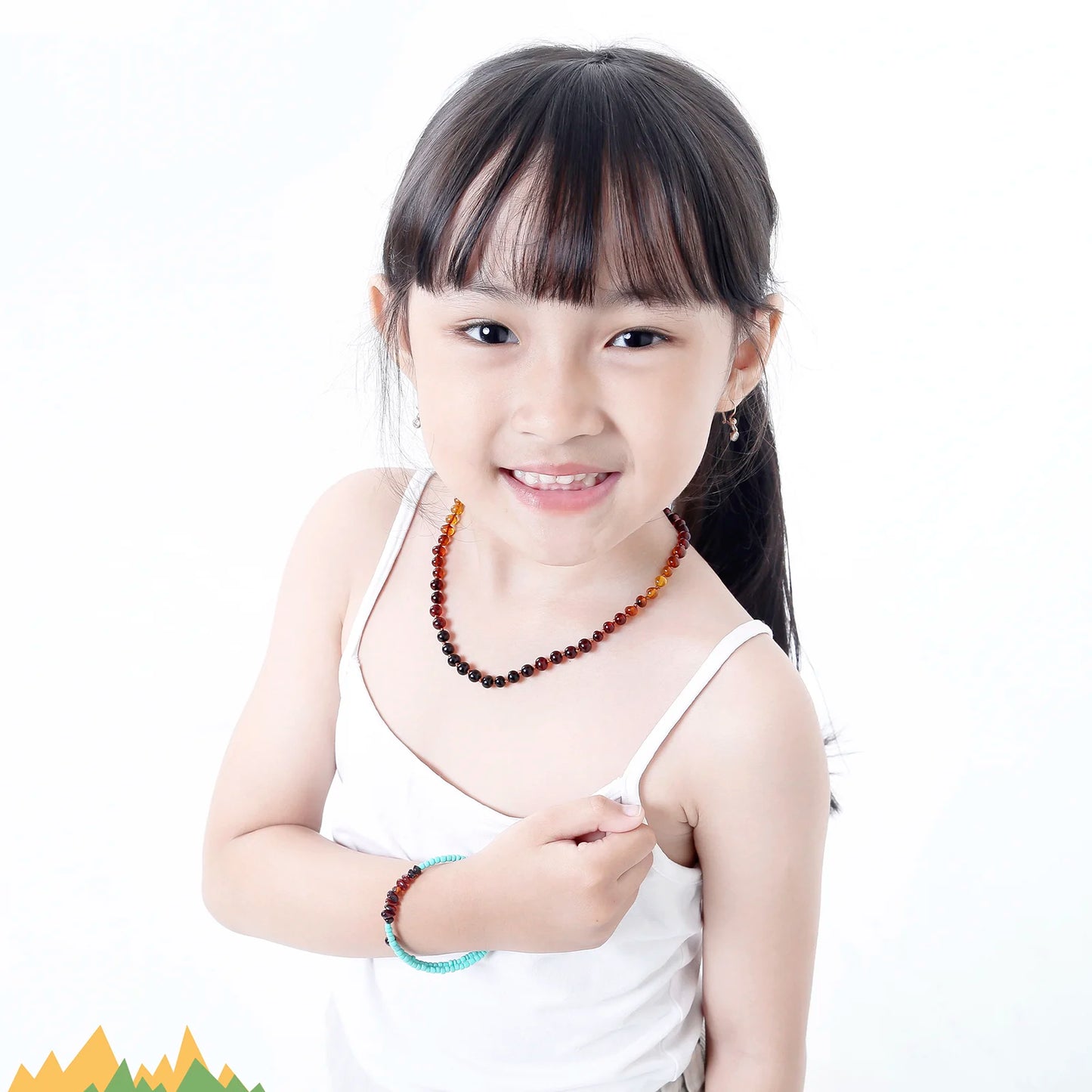KALUNG AMBER JUNIOR RAINBOW BROWN GLOSSY 38CM. 5X5MM