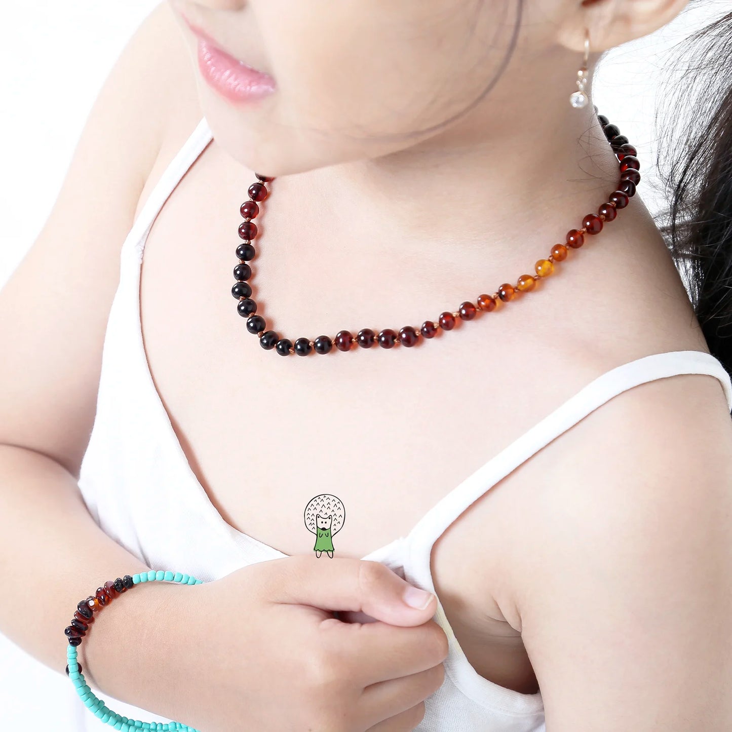 KALUNG AMBER JUNIOR RAINBOW BROWN GLOSSY 38CM. 5X5MM