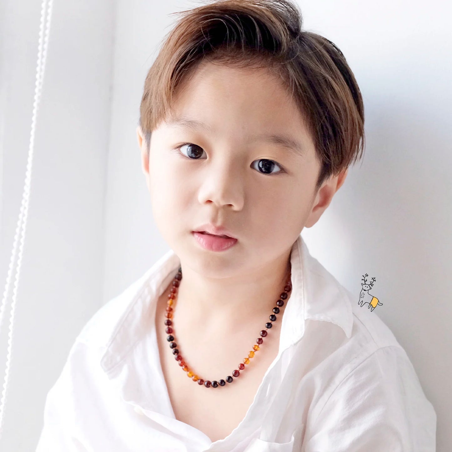 KALUNG AMBER JUNIOR RAINBOW BROWN GLOSSY 38CM. 5X5MM