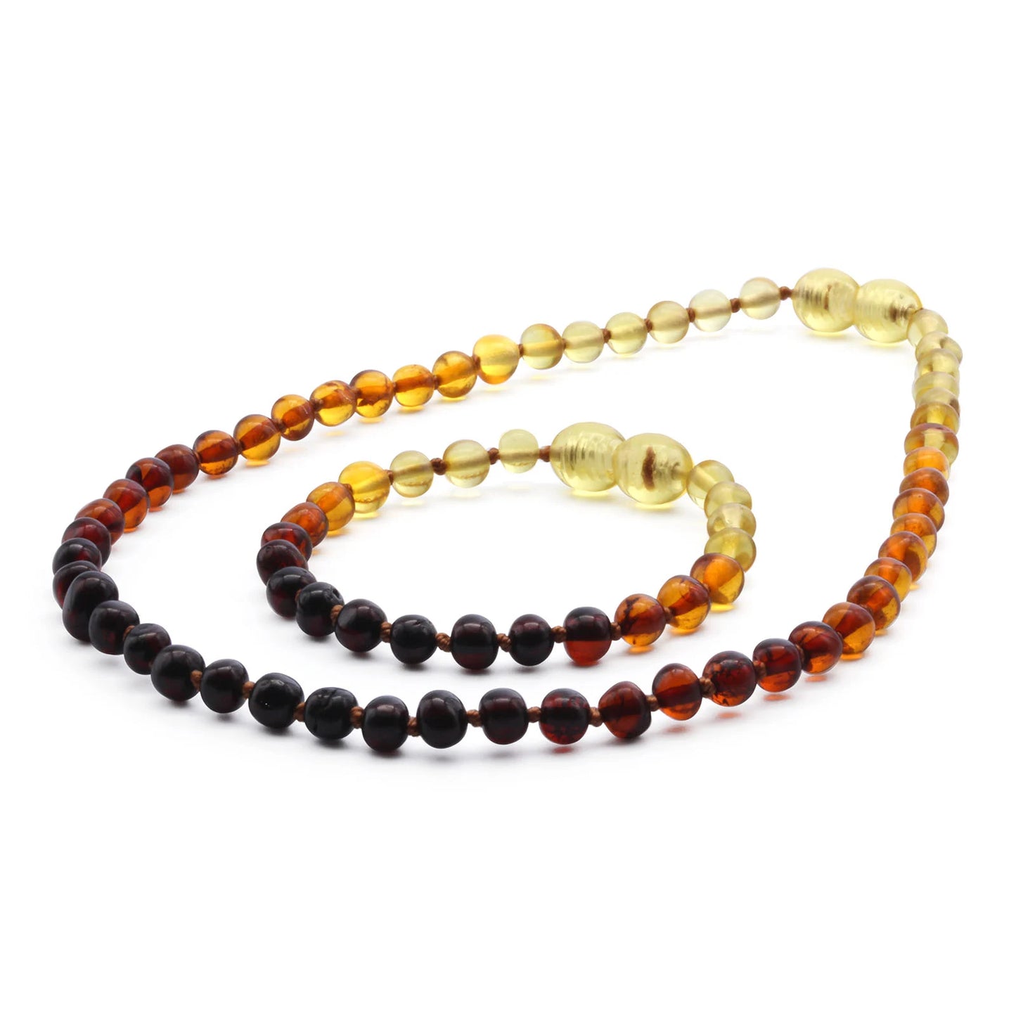 KALUNG & GELANG AMBER BAYI RAINBOW GLOSSY 32CM & 14CM. 5X4MM