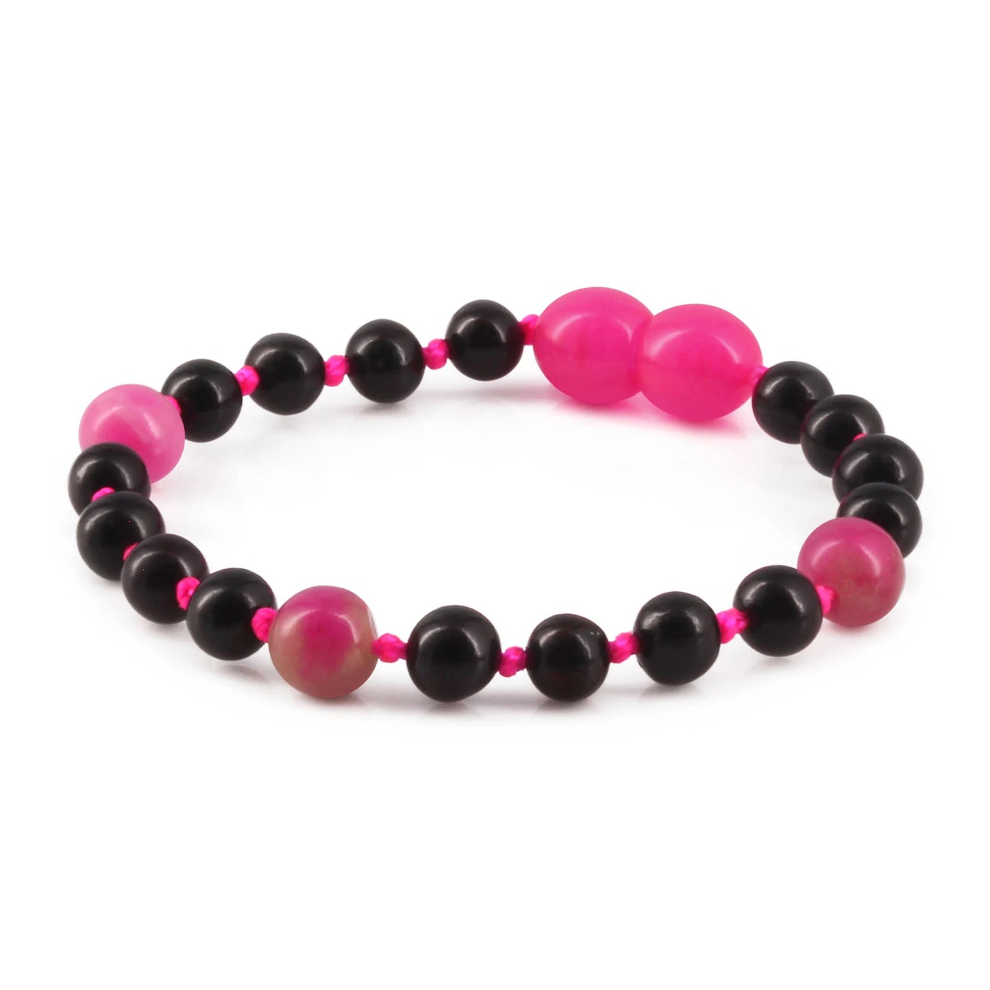 GELANG BAYI AMBER DENGAN PINK JADE. LE564