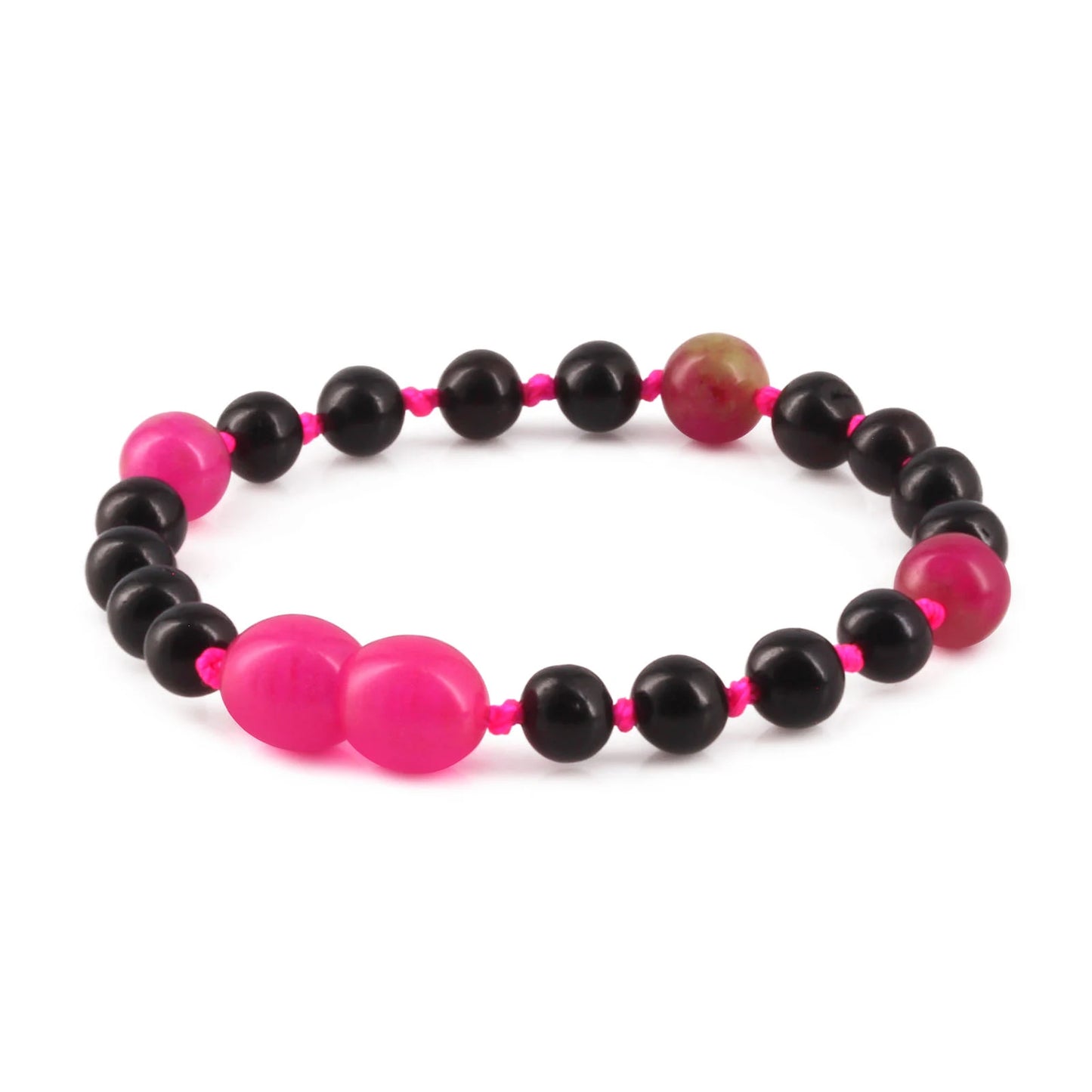 GELANG BAYI AMBER DENGAN PINK JADE. LE564