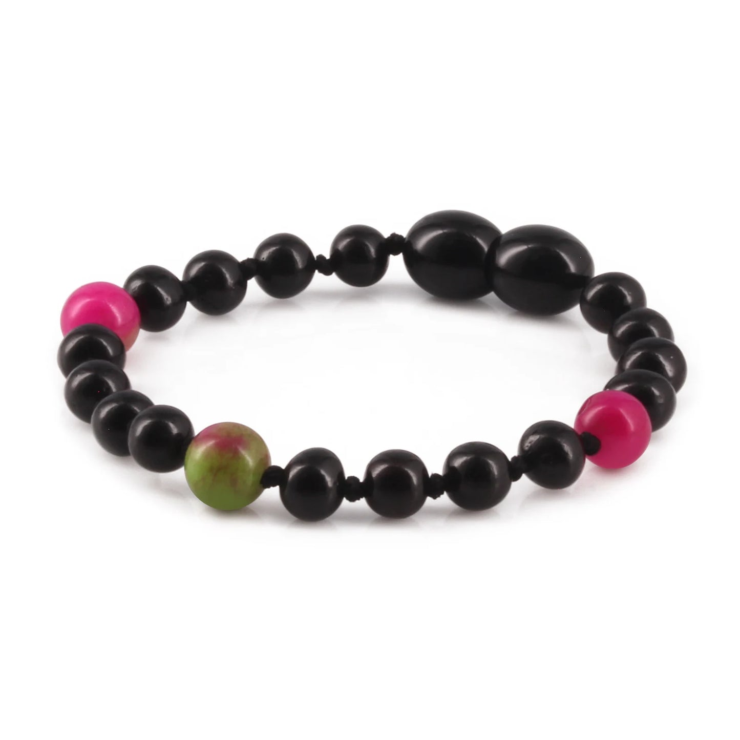 GELANG BAYI AMBER DENGAN PINK JADE. LE565
