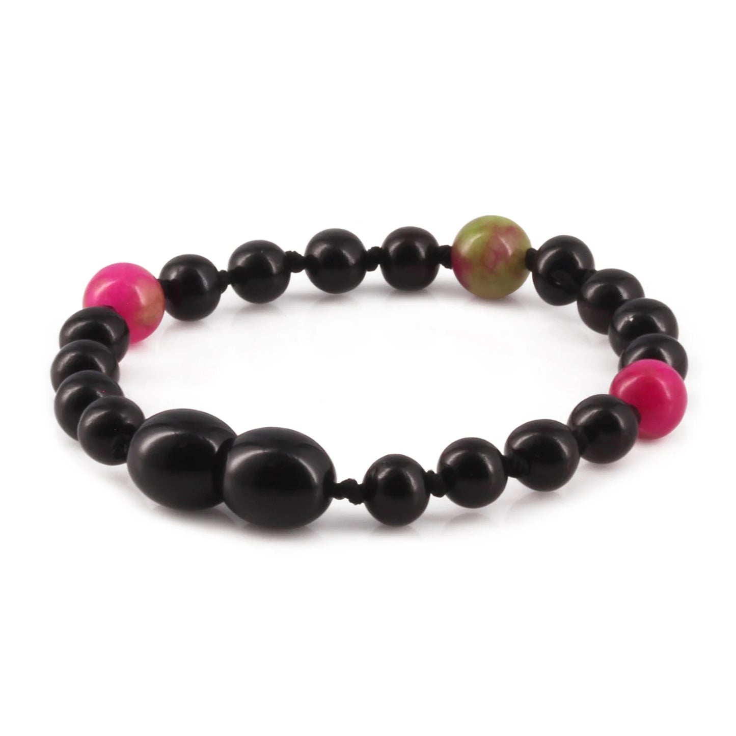 GELANG BAYI AMBER DENGAN PINK JADE. LE565