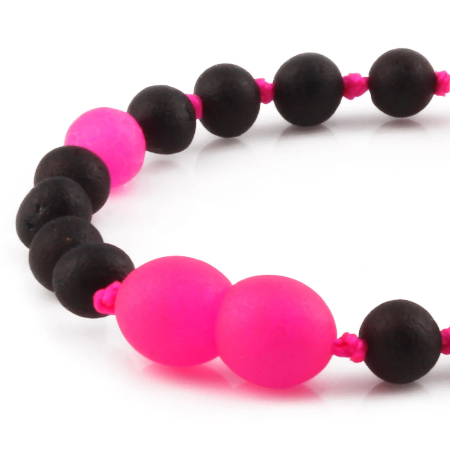 GELANG BAYI AMBER DENGAN PINK FROST AGATE. LE548