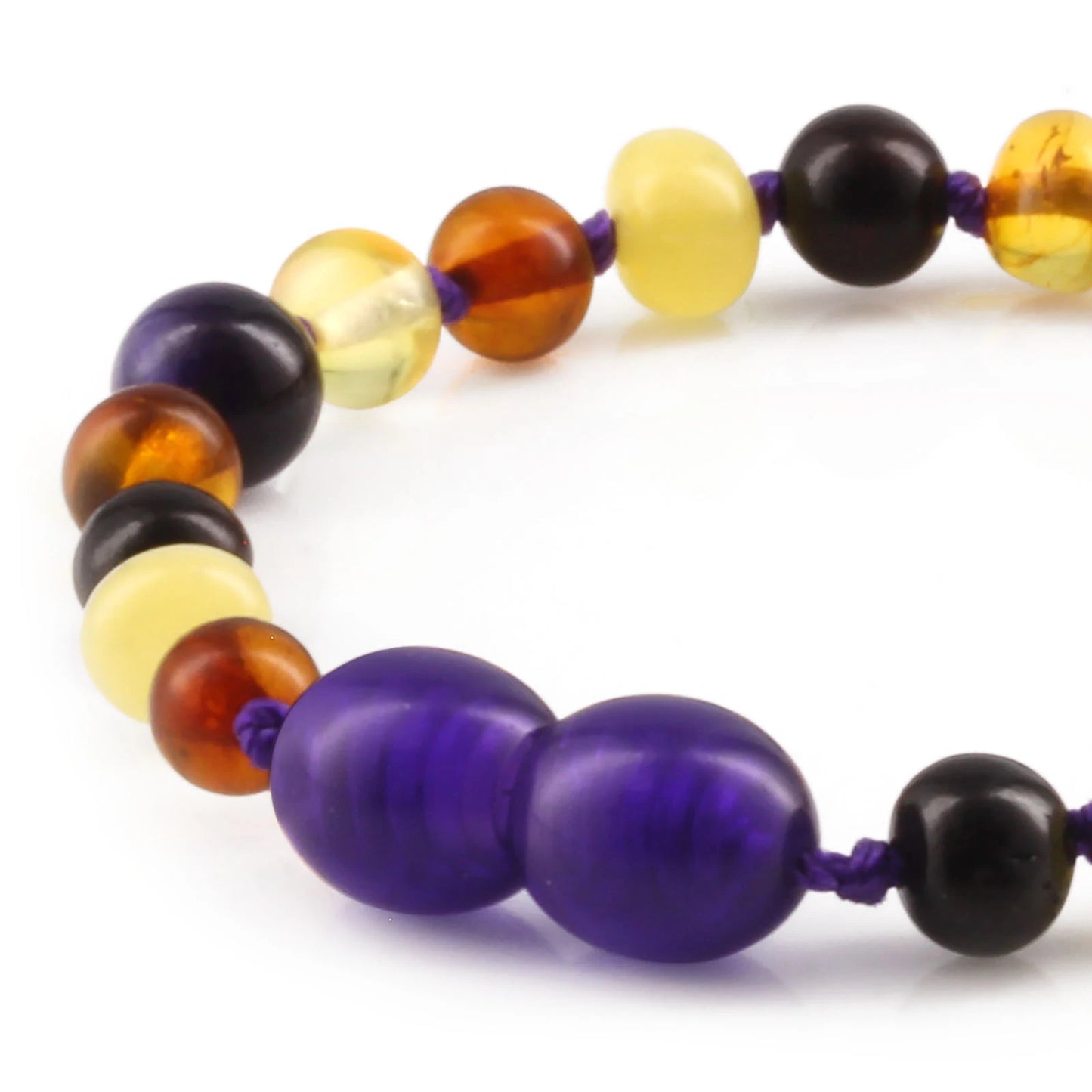 GELANG BAYI AMBER DENGAN PURPLE TIGER EYE. LE554