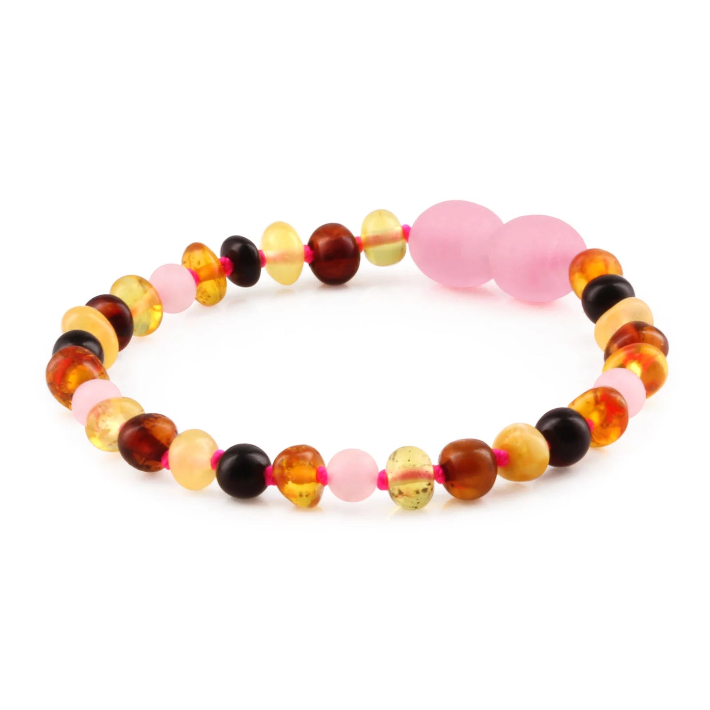 GELANG BAYI AMBER DENGAN ROSE QUARTZ MATTE. LE459-S
