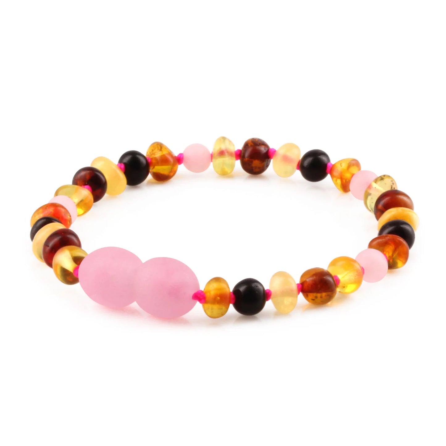 GELANG BAYI AMBER DENGAN ROSE QUARTZ MATTE. LE459-S