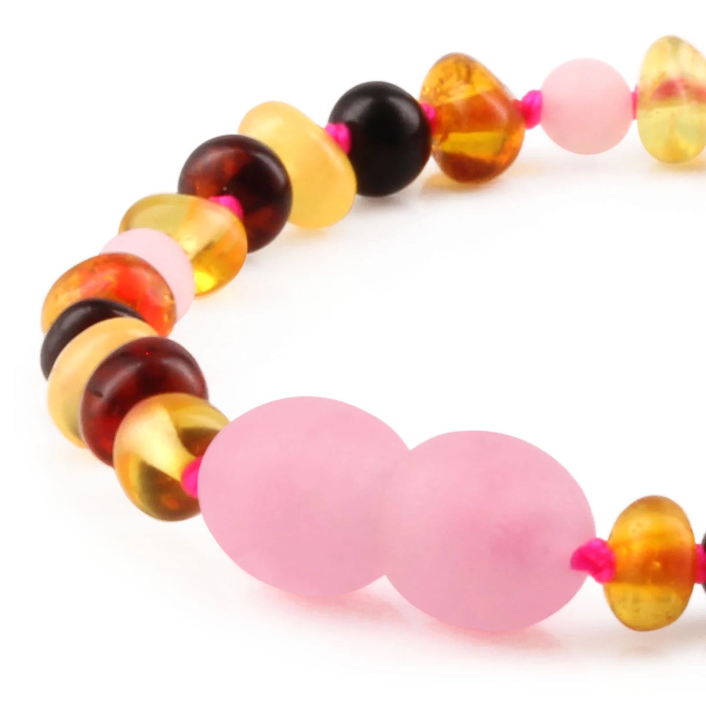 GELANG BAYI AMBER DENGAN ROSE QUARTZ MATTE. LE459-S