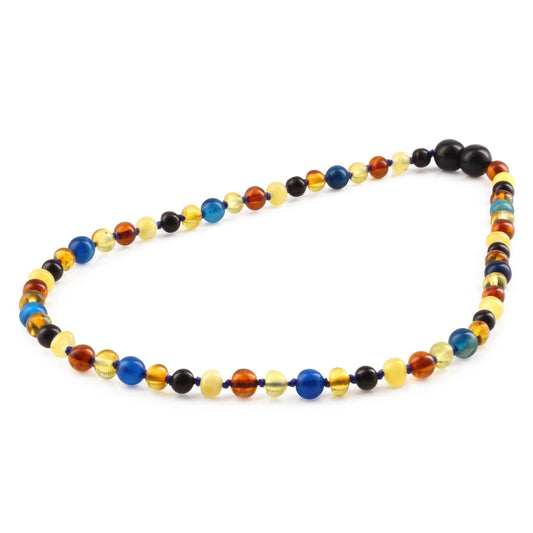 KALUNG AMBER DENGAN BLUE LACE AGATE UNTUK JUNIOR. JN94