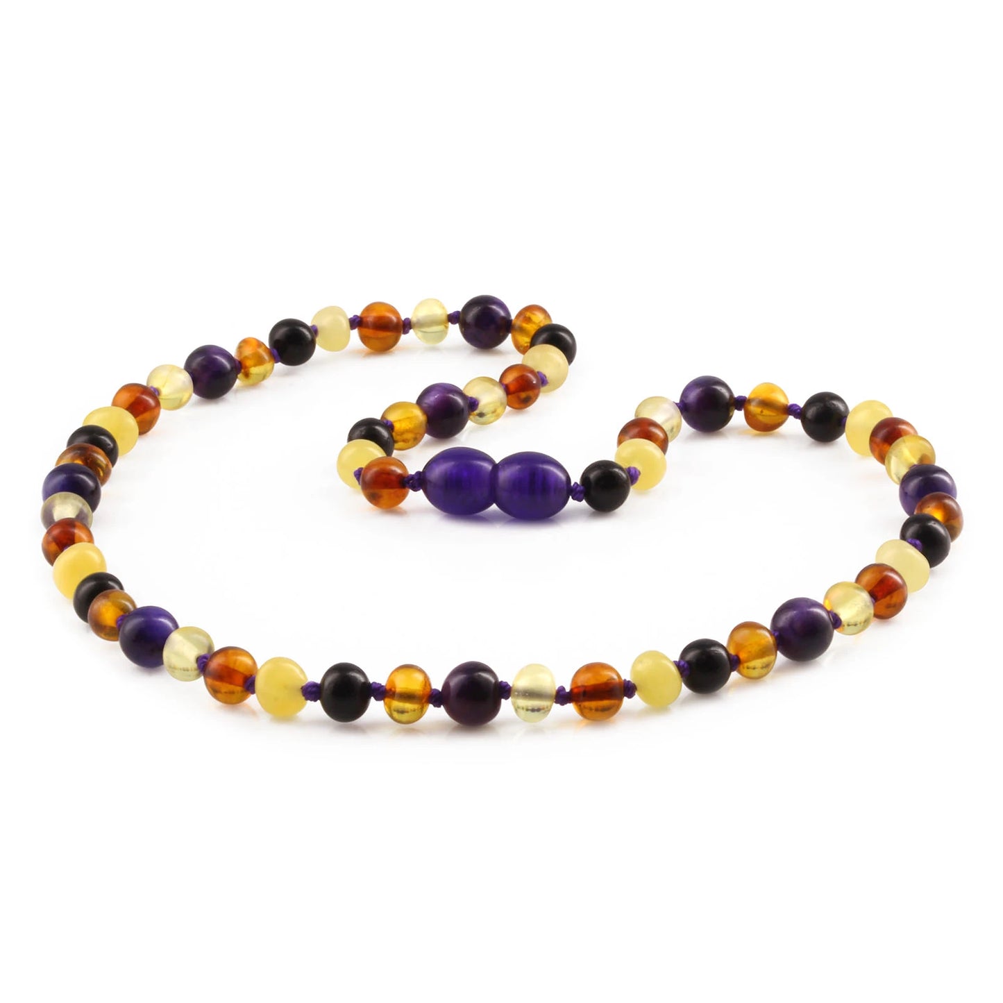 KALUNG AMBER DENGAN AMETHYST & ROSE QUARTZ UNTUK JUNIOR. JN110