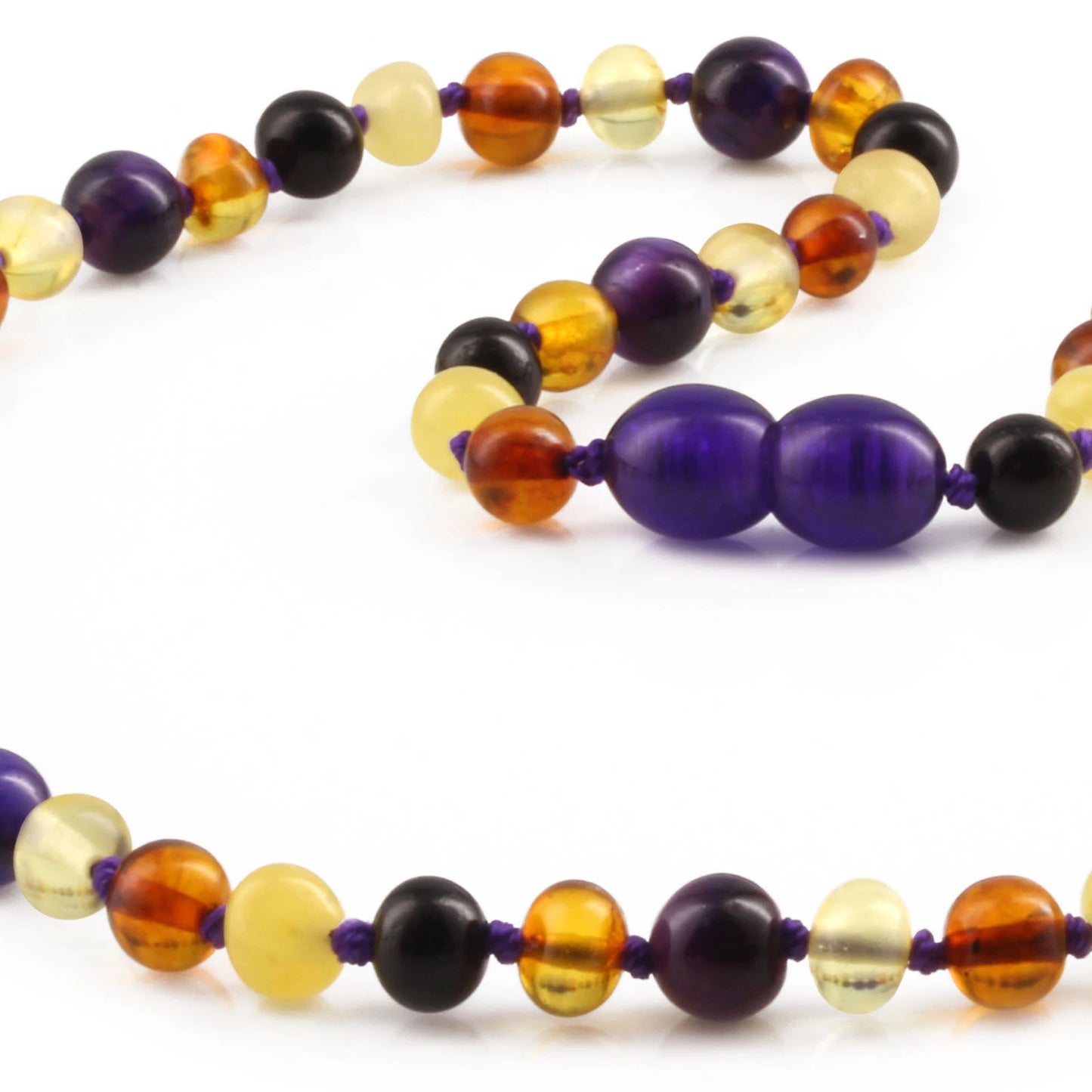 KALUNG AMBER DENGAN AMETHYST & ROSE QUARTZ UNTUK JUNIOR. JN110