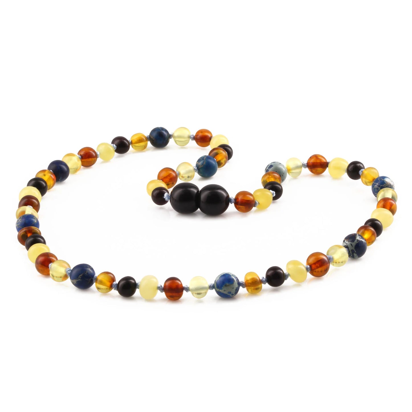 KALUNG AMBER DENGAN DEEP BLUE IMPERIAL JASPER UNTUK JUNIOR. JN101