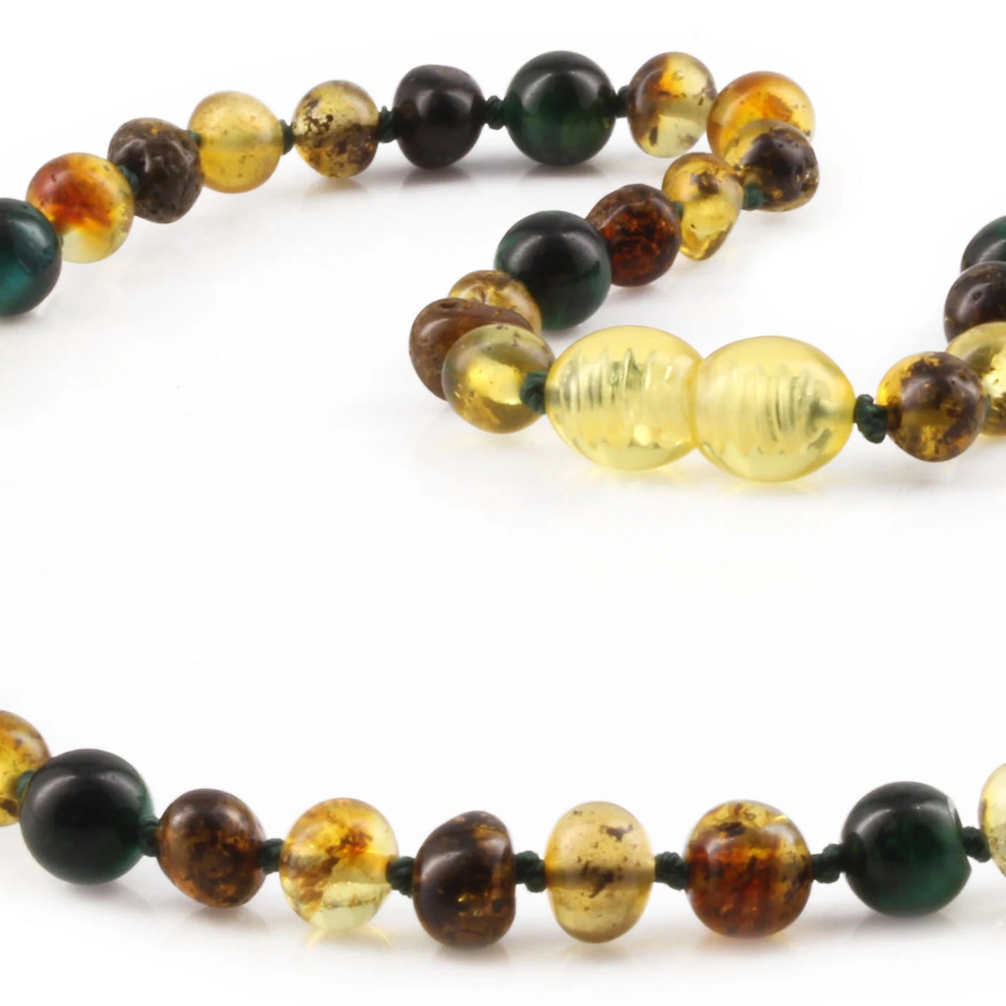 KALUNG AMBER DENGAN GREEN TIGER EYE UNTUK JUNIOR. JN103