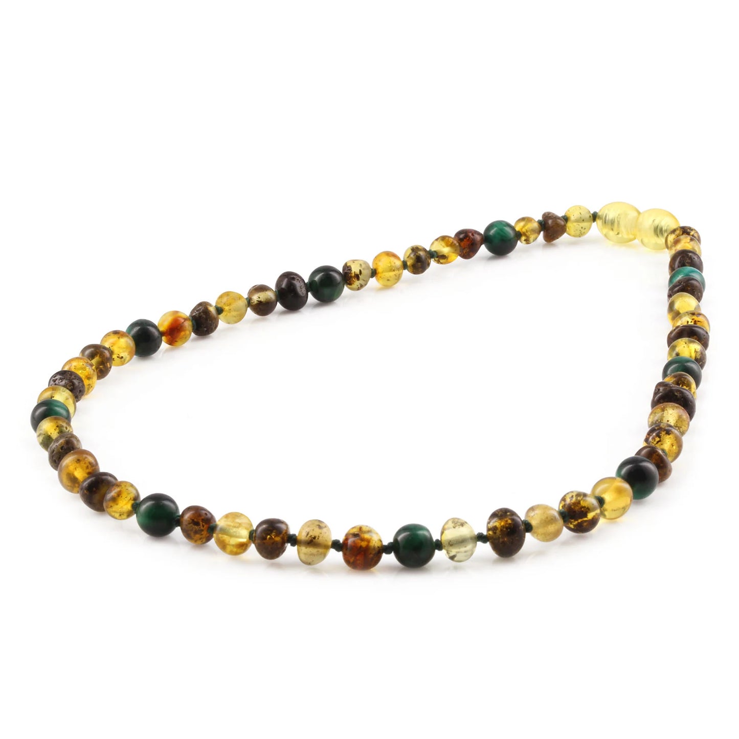 KALUNG AMBER DENGAN GREEN TIGER EYE UNTUK JUNIOR. JN103