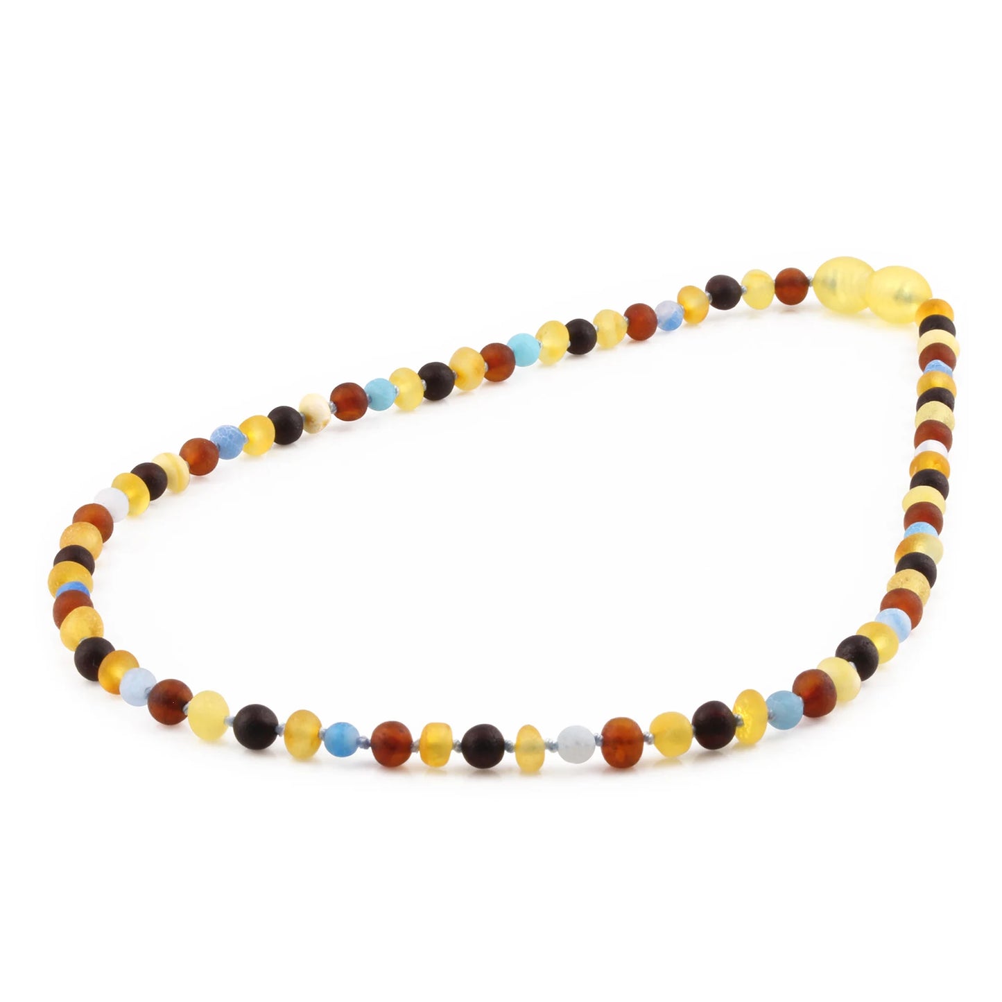 KALUNG BALTIC AMBER DENGAN BLUE FROST AGATE UNTUK JUNIOR. JN112