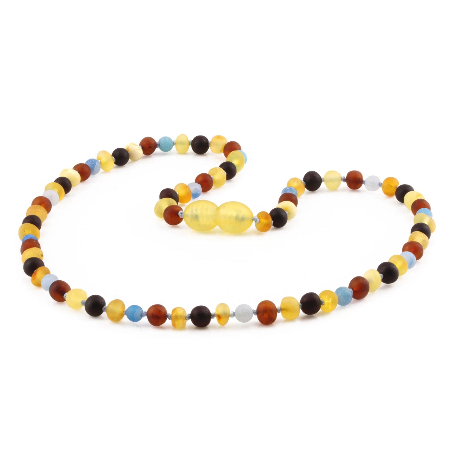 KALUNG BALTIC AMBER DENGAN BLUE FROST AGATE UNTUK JUNIOR. JN112