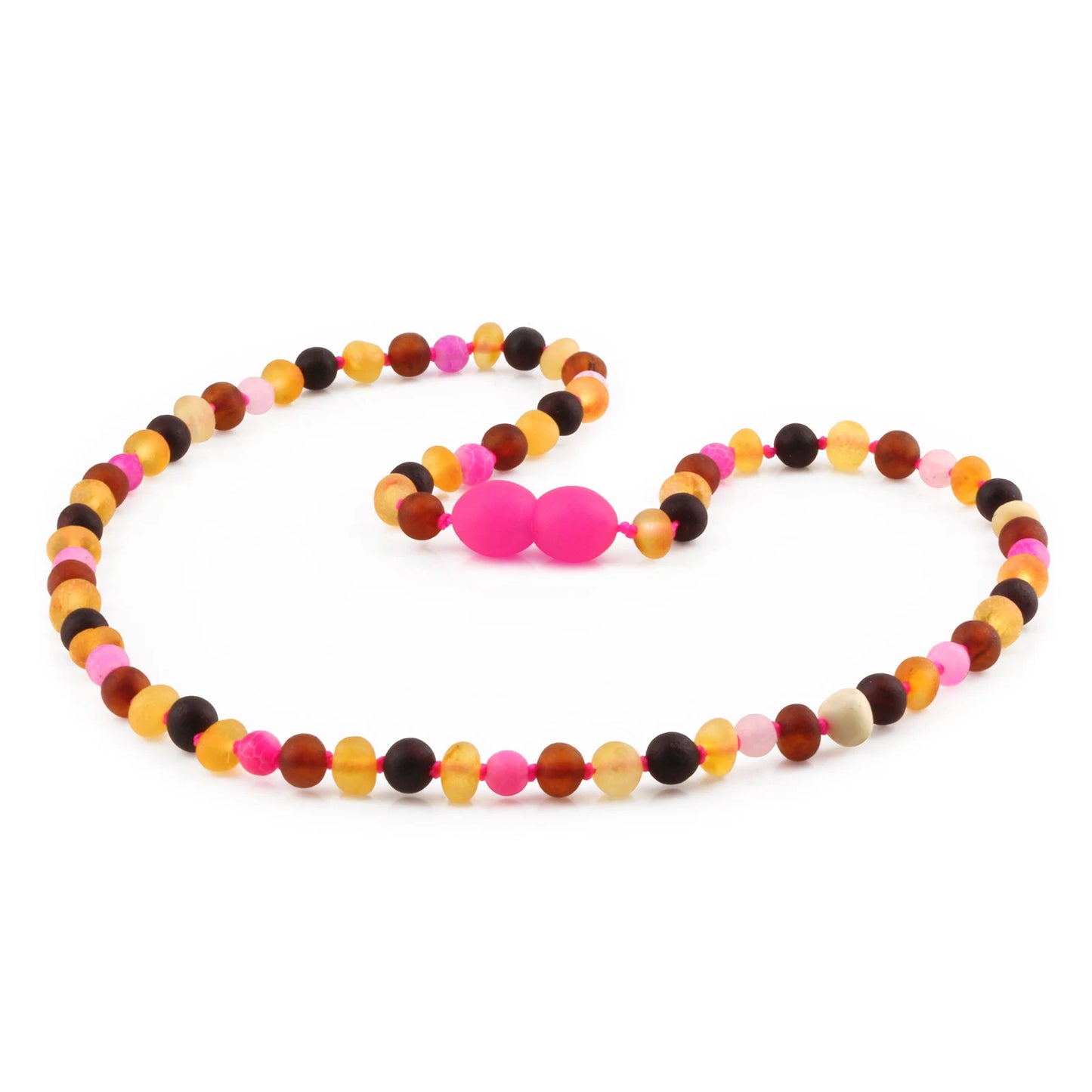KALUNG AMBER DENGAN PINK FROST AGATE UNTUK JUNIOR. JN111