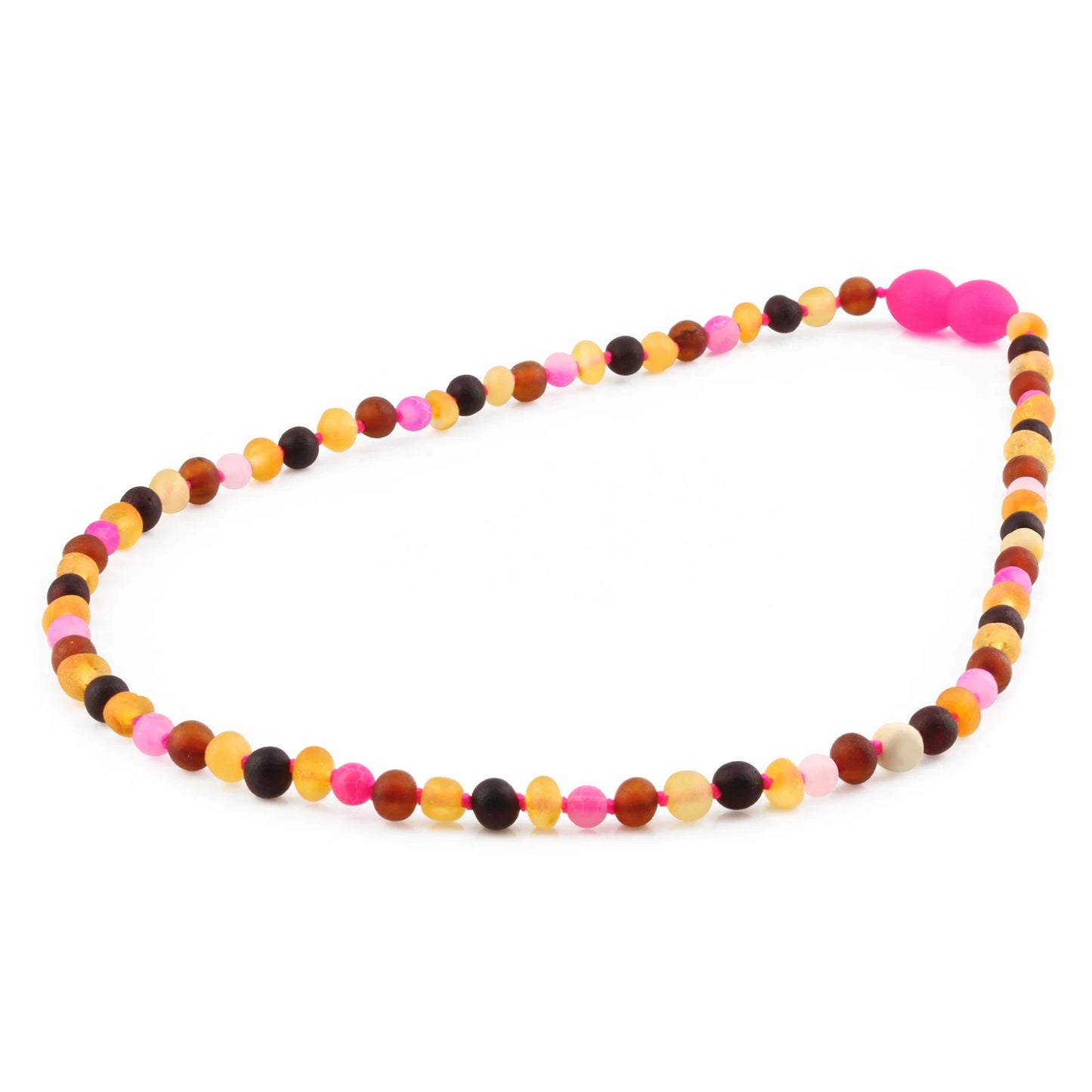 KALUNG AMBER DENGAN PINK FROST AGATE UNTUK JUNIOR. JN111