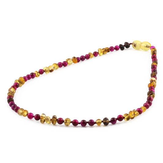 KALUNG AMBER DENGAN MAGENTA TIGER EYE UNTUK JUNIOR. JN102 V2