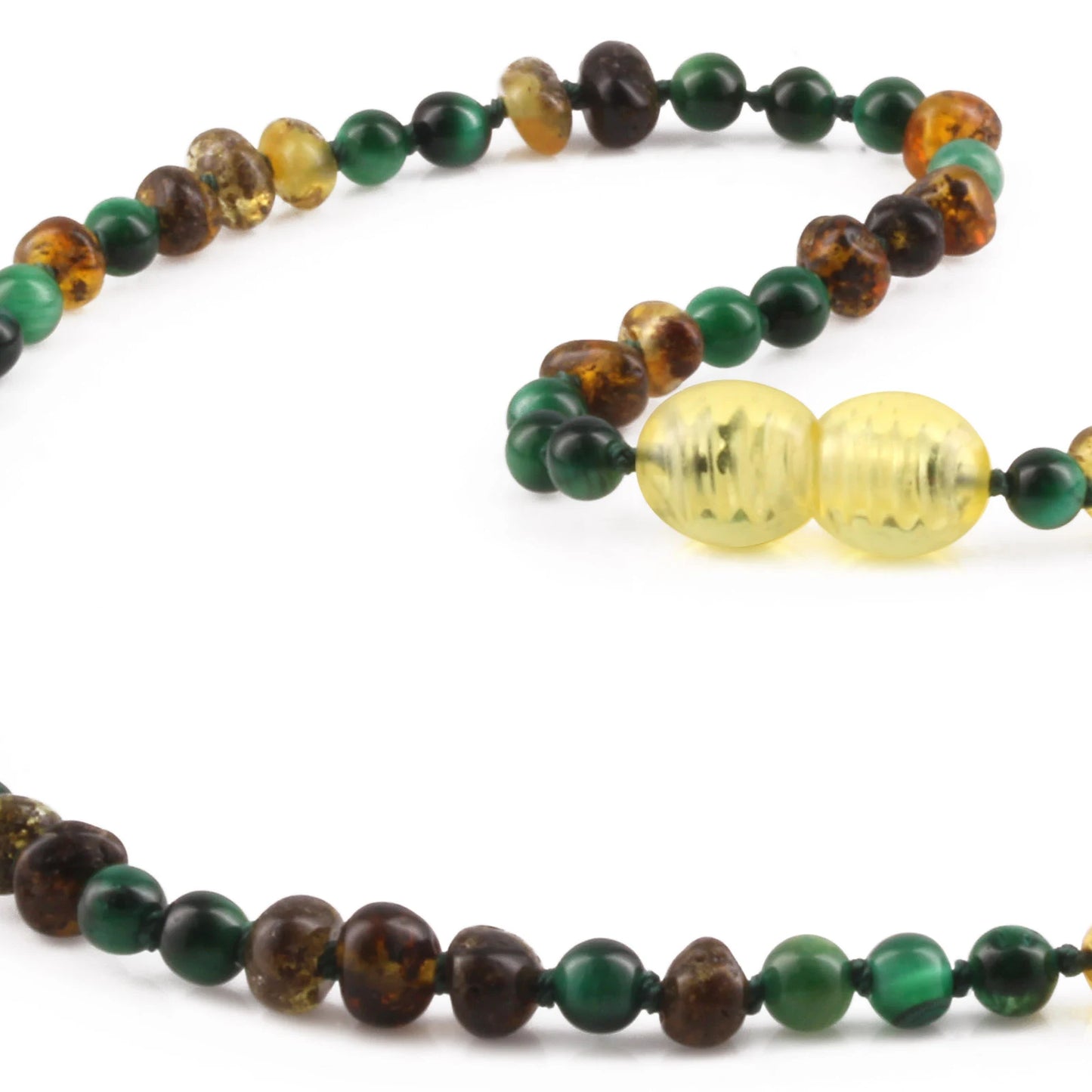 KALUNG AMBER DENGAN GREEN TIGER EYE UNTUK JUNIOR. JN103 V2