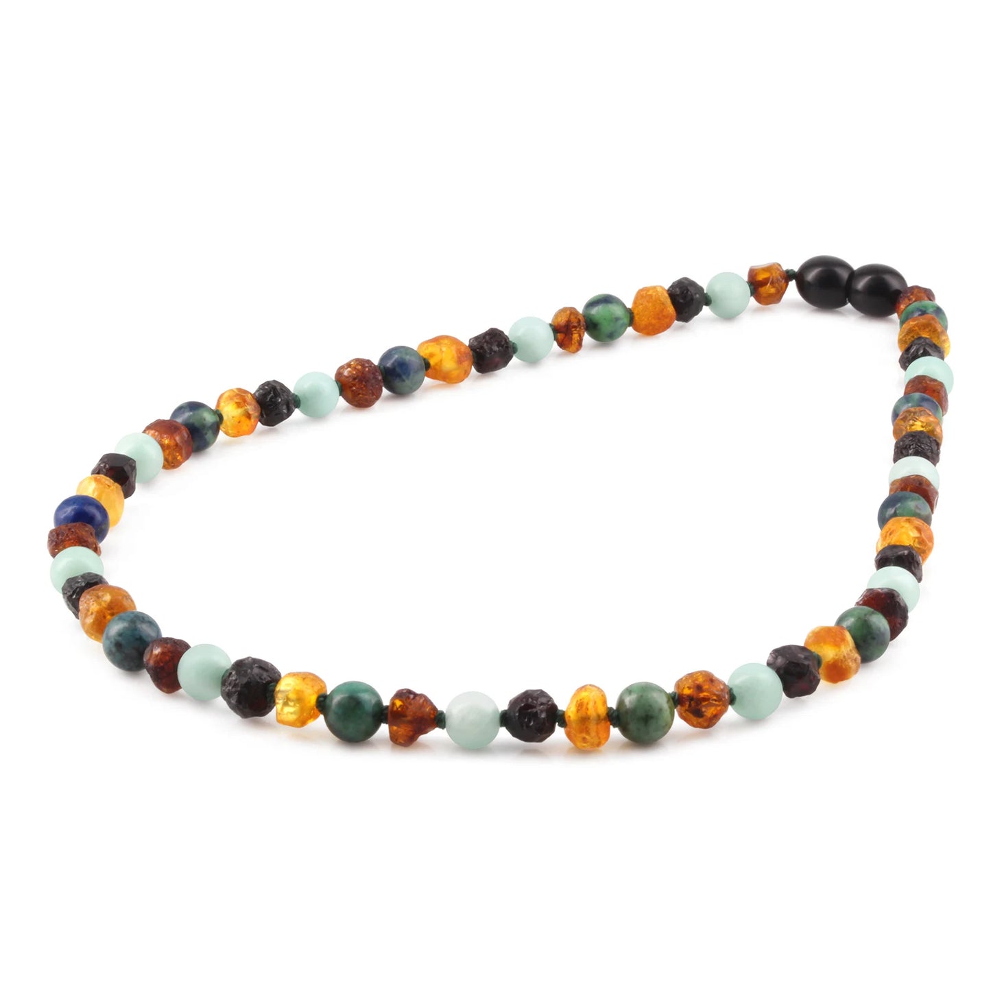 KALUNG AMBER DENGAN PERU AMAZONITE & AZURITE UNTUK JUNIOR. JN108
