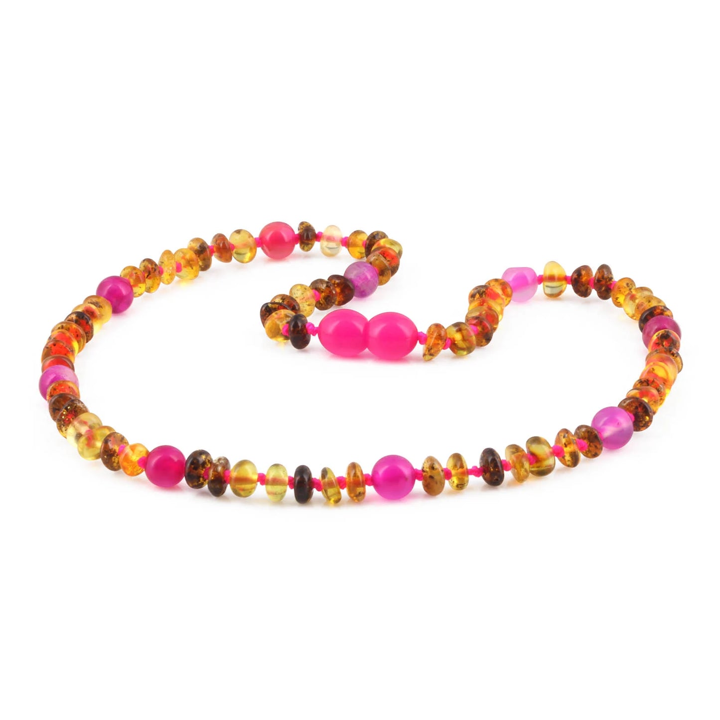 KALUNG JUNIOR AMBER DENGAN PINK LACE AGATE. JN105 V2