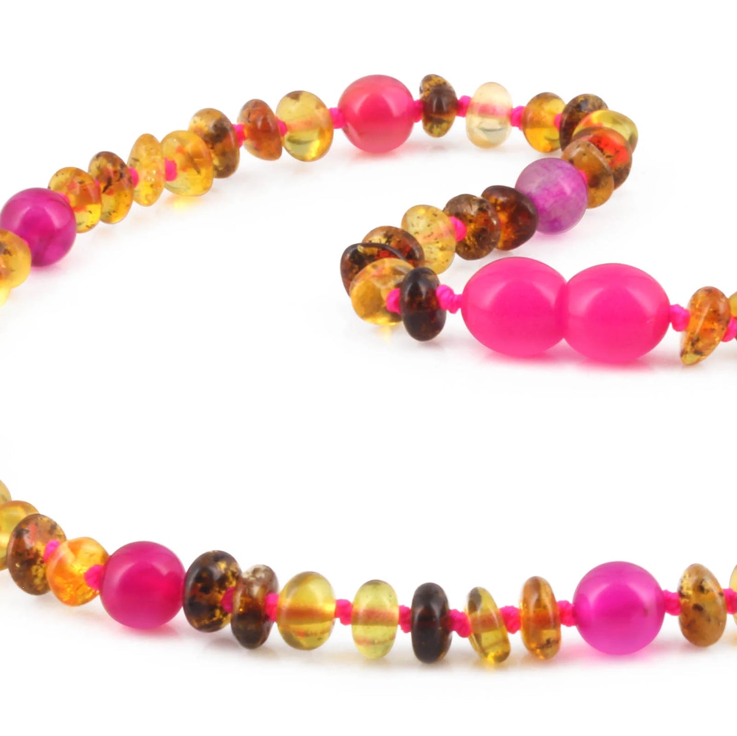 KALUNG JUNIOR AMBER DENGAN PINK LACE AGATE. JN105 V2