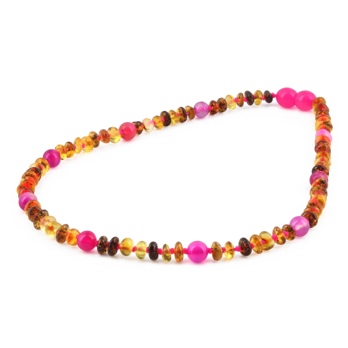 KALUNG JUNIOR AMBER DENGAN PINK LACE AGATE. JN105 V2