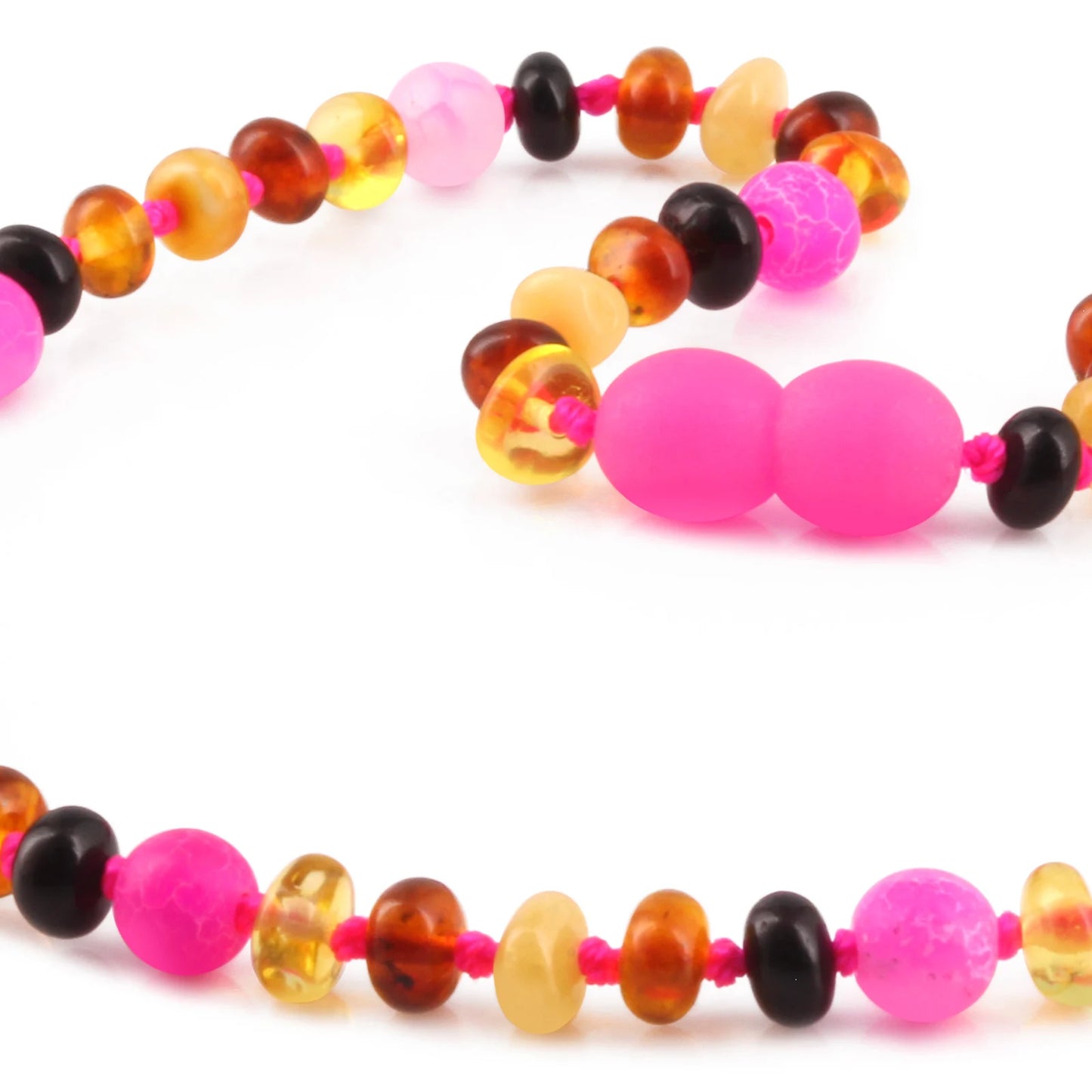 KALUNG BAYI AMBER DENGAN PINK FROST AGATE. XR53M-PF