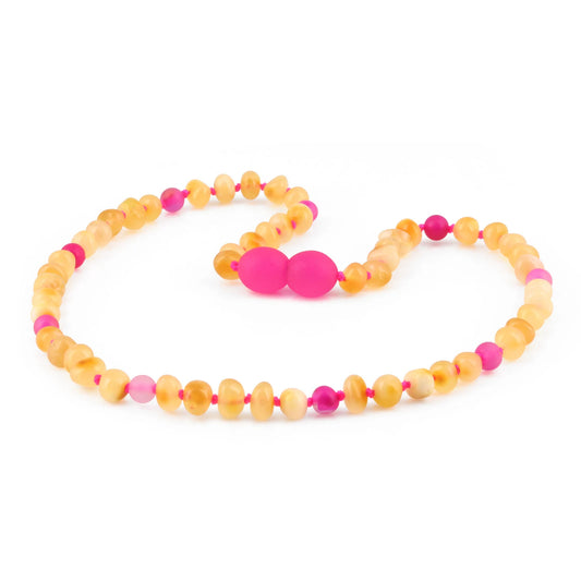 KALUNG BAYI AMBER DENGAN PINK LACE AGATE. LE576
