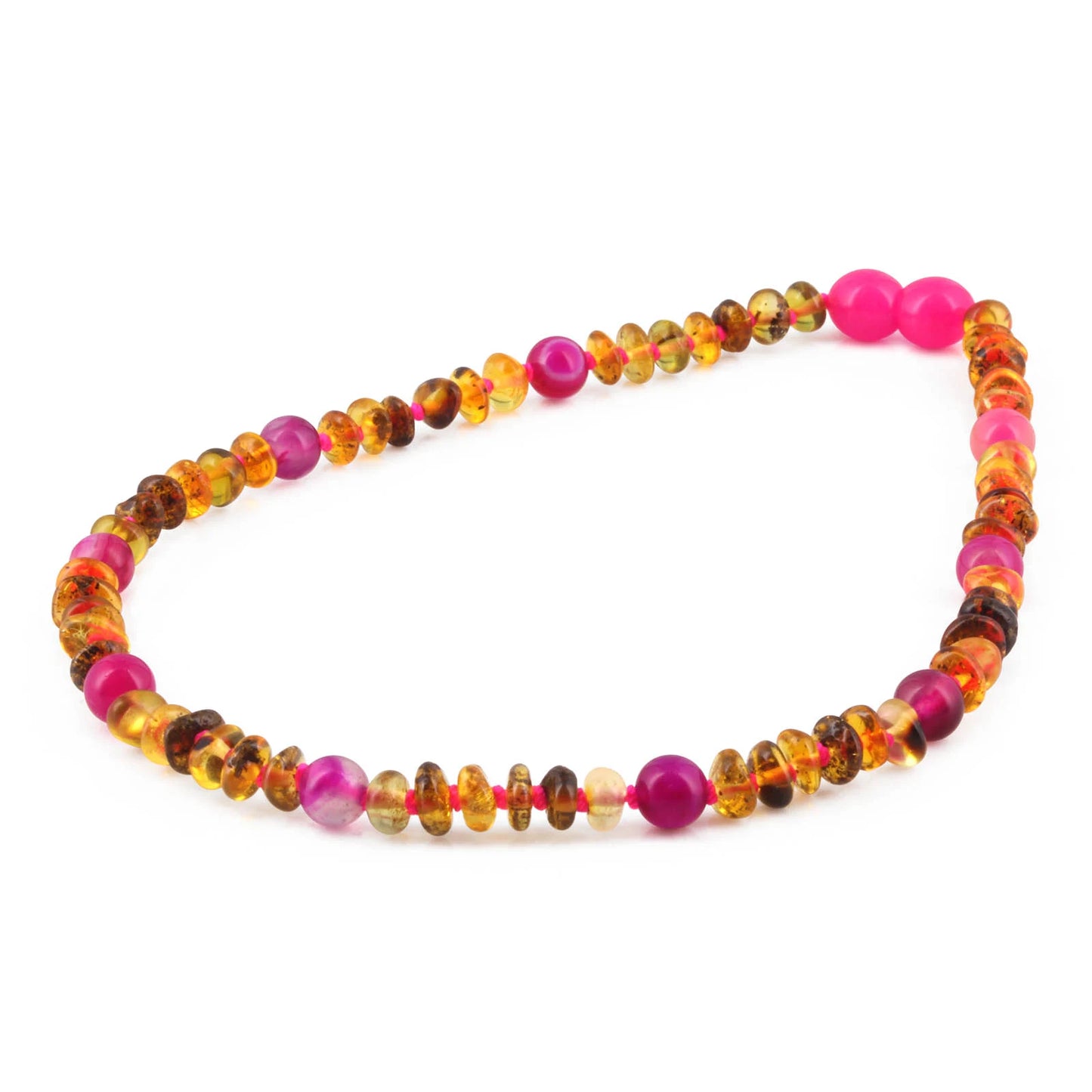 KALUNG BAYI AMBER DENGAN PINK LACE AGATE. LE557 V2