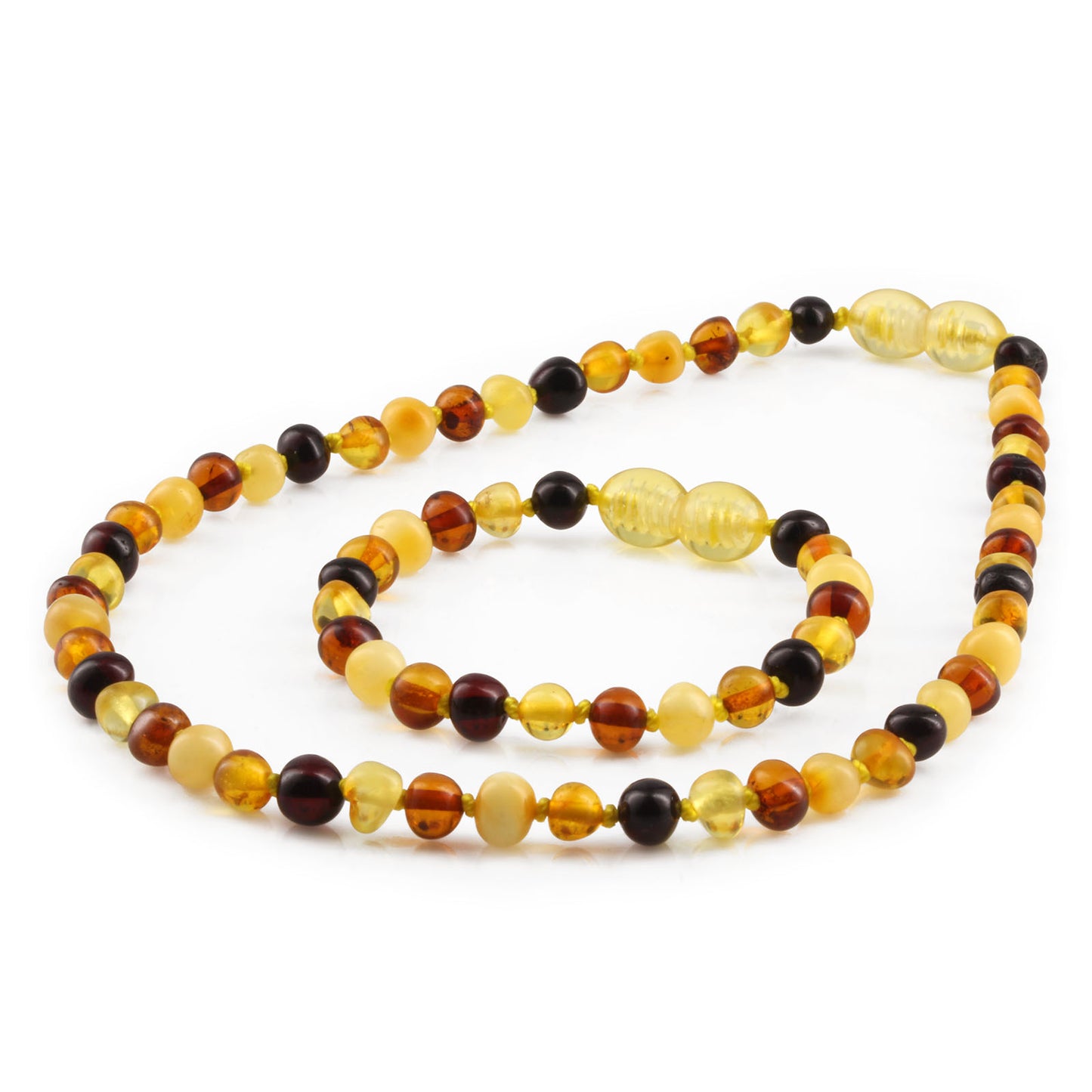 KALUNG & GELANG AMBER BAYI MULTICOLOUR GLOSSY 32CM & 14CM. 5X4MM
