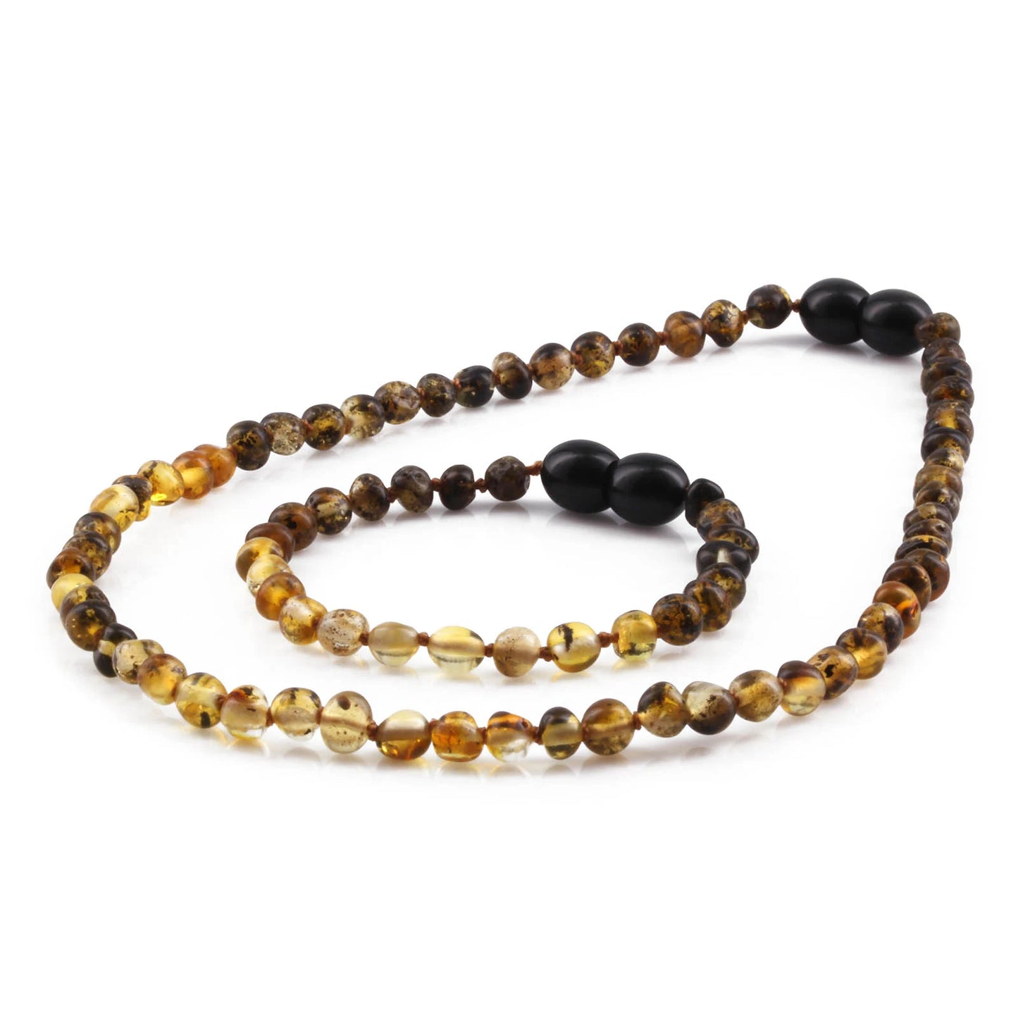 KALUNG & GELANG AMBER BAYI RAINBOW GREEN GLOSSY 32CM & 14CM. 4X4MM