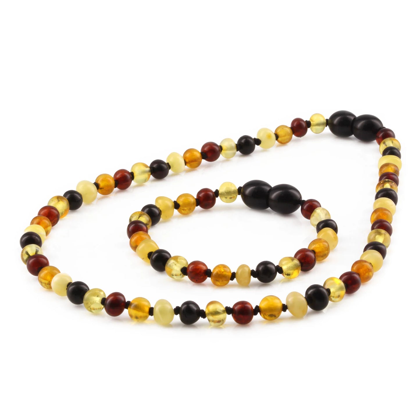 KALUNG & GELANG AMBER BAYI MULTICOLOUR GLOSSY 32CM & 14CM. 5X4MM