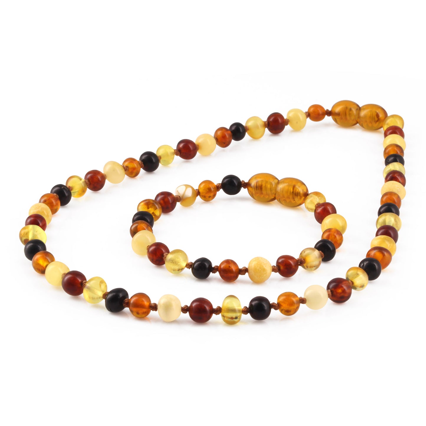 KALUNG & GELANG AMBER BAYI MULTICOLOUR GLOSSY 32CM & 14CM. 5X4MM
