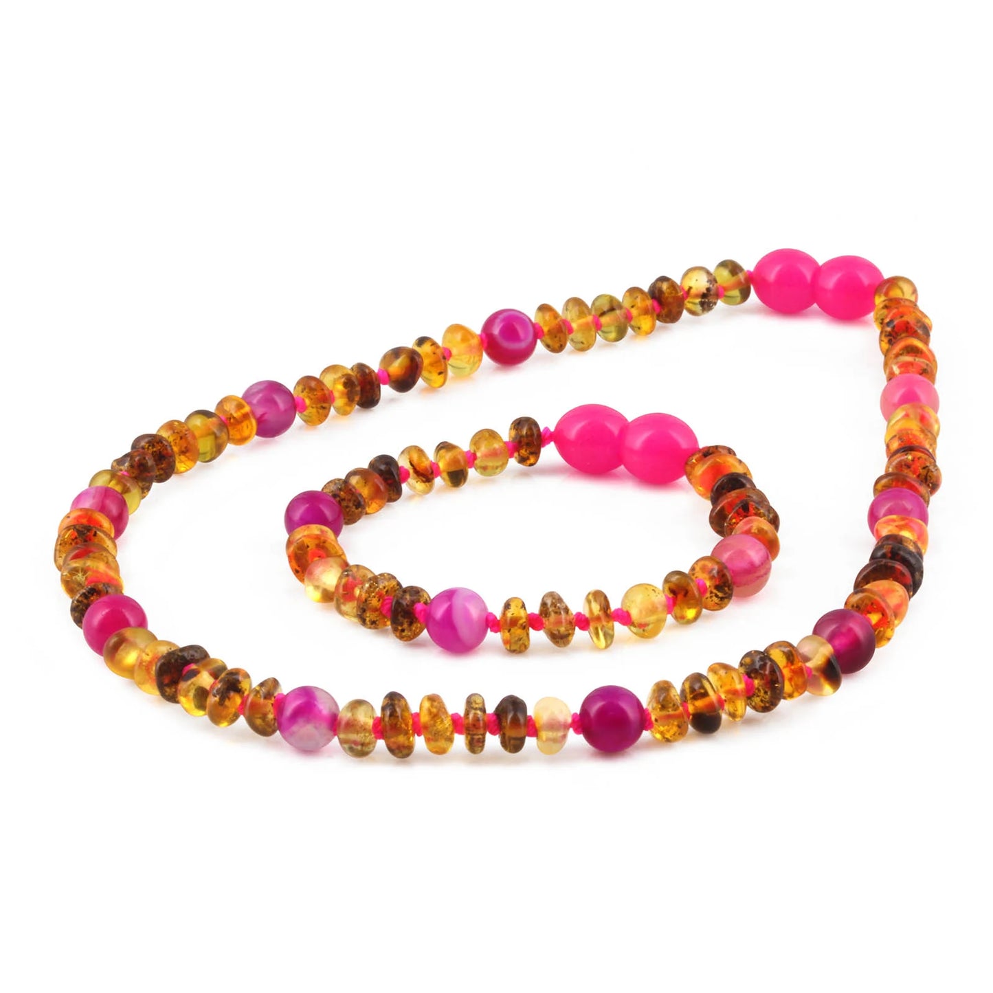 SET BAYI AMBER DENGAN PINK LACE AGATE. LE557 V2