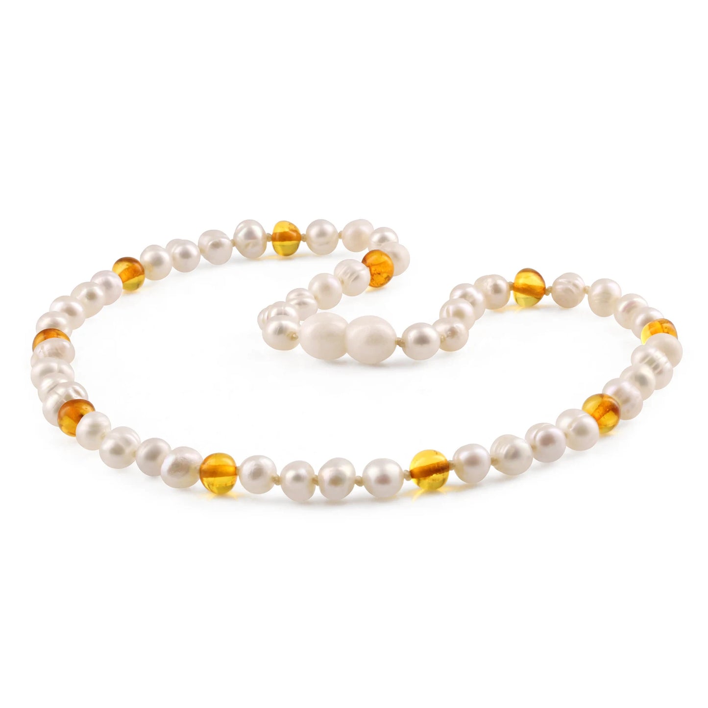 KALUNG MUTIARA DENGAN BALTIC AMBER UNTUK JUNIOR. P2