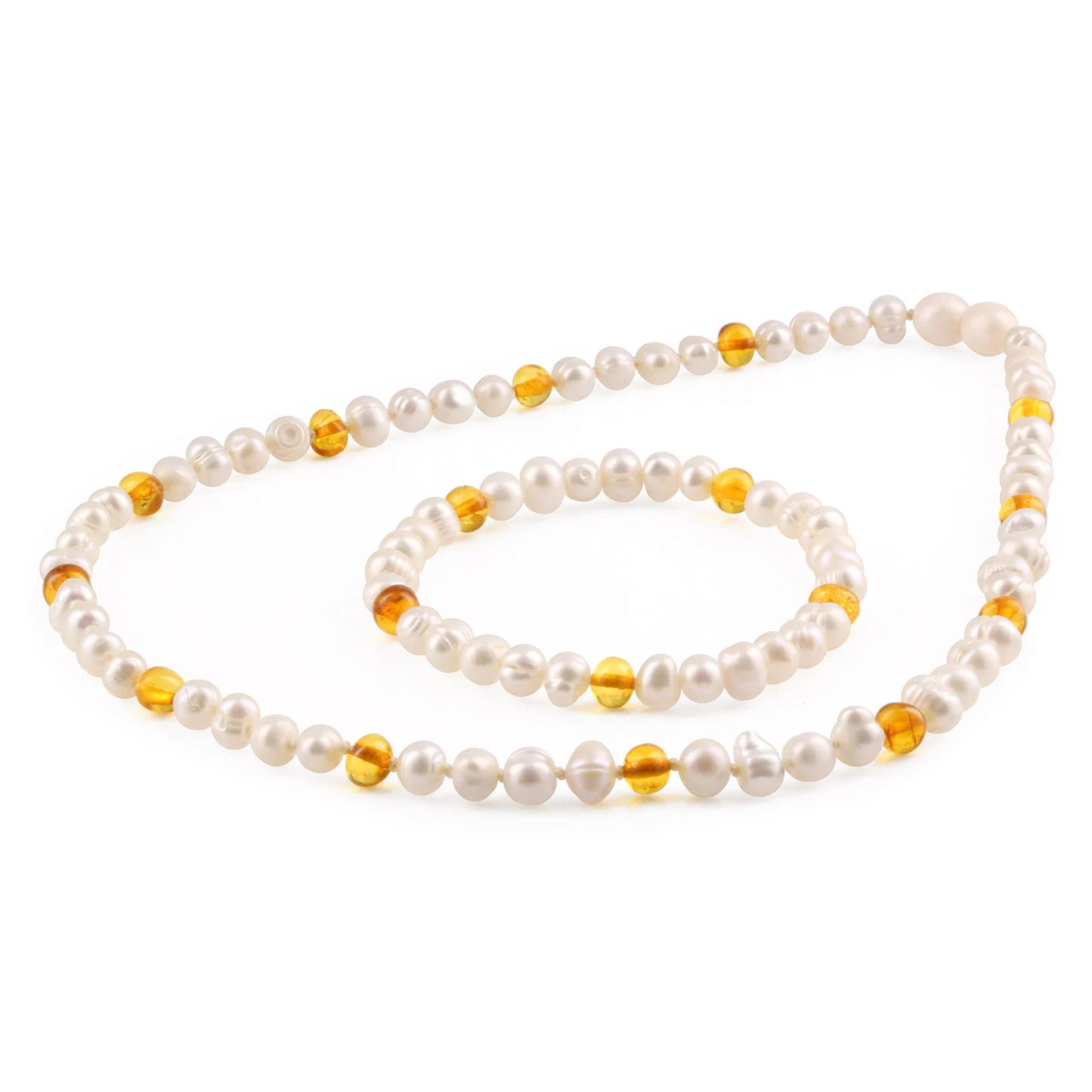 SET MUTIARA DENGAN BALTIC AMBER UNTUK DEWASA. P2
