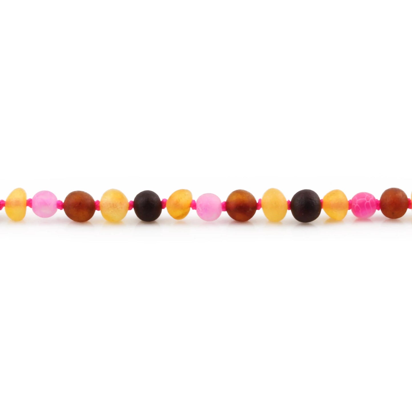 KALUNG AMBER DENGAN PINK FROST AGATE UNTUK JUNIOR. JN111